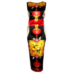 UNWORN Dolce & Gabbana Rare 1998 Chinese Lantern Print Corset Hook Dress Gown