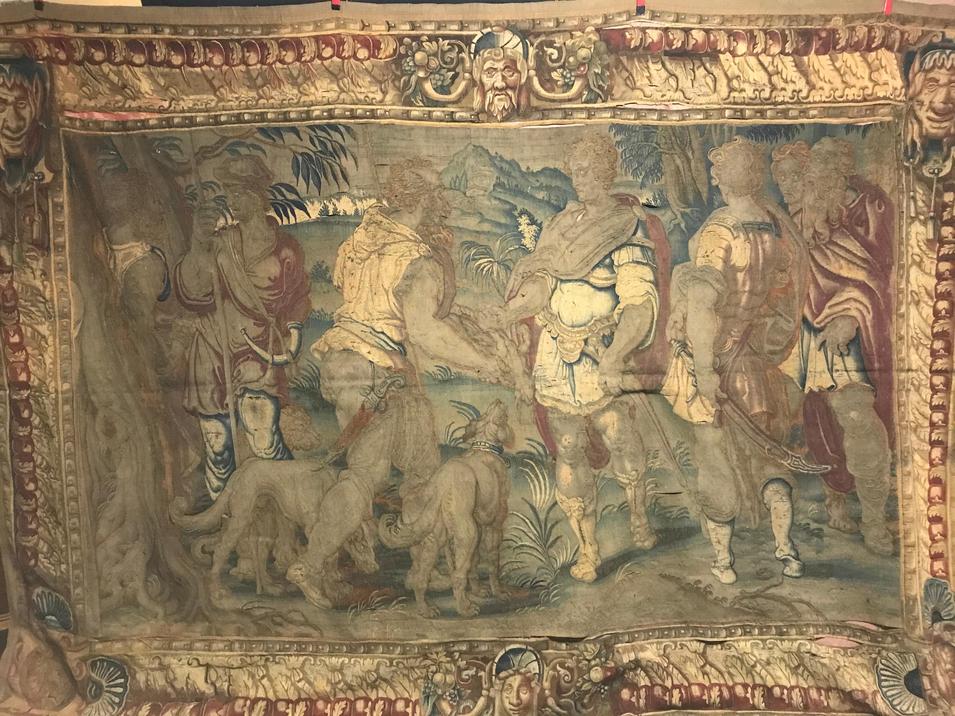 European Museum Piece from the 16th-17th Century, Renaissance Style Tapestry Canvas