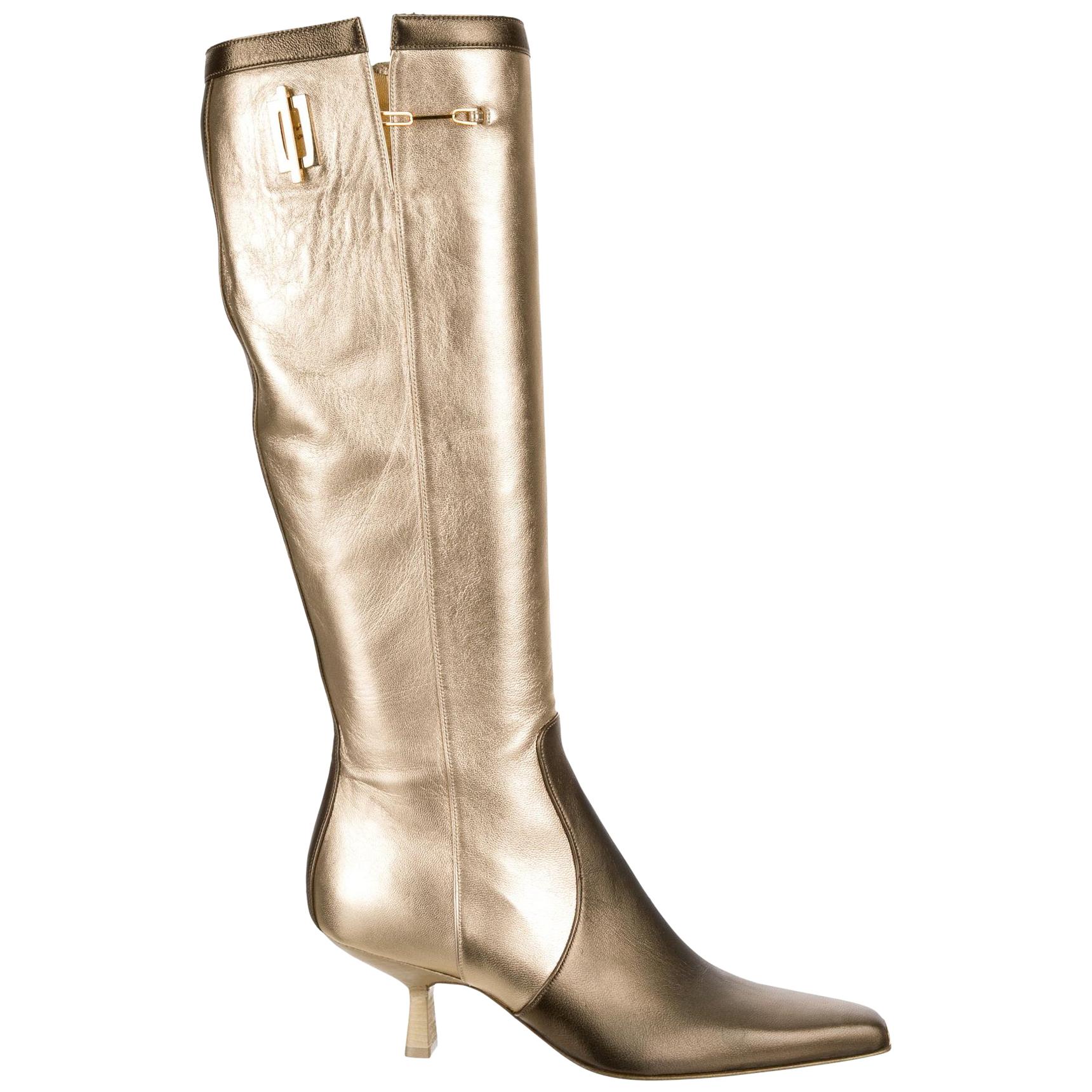 Museum Piece - Gucci by Tom Ford Fall 2000 Two Tone Gold & Bronze Boots