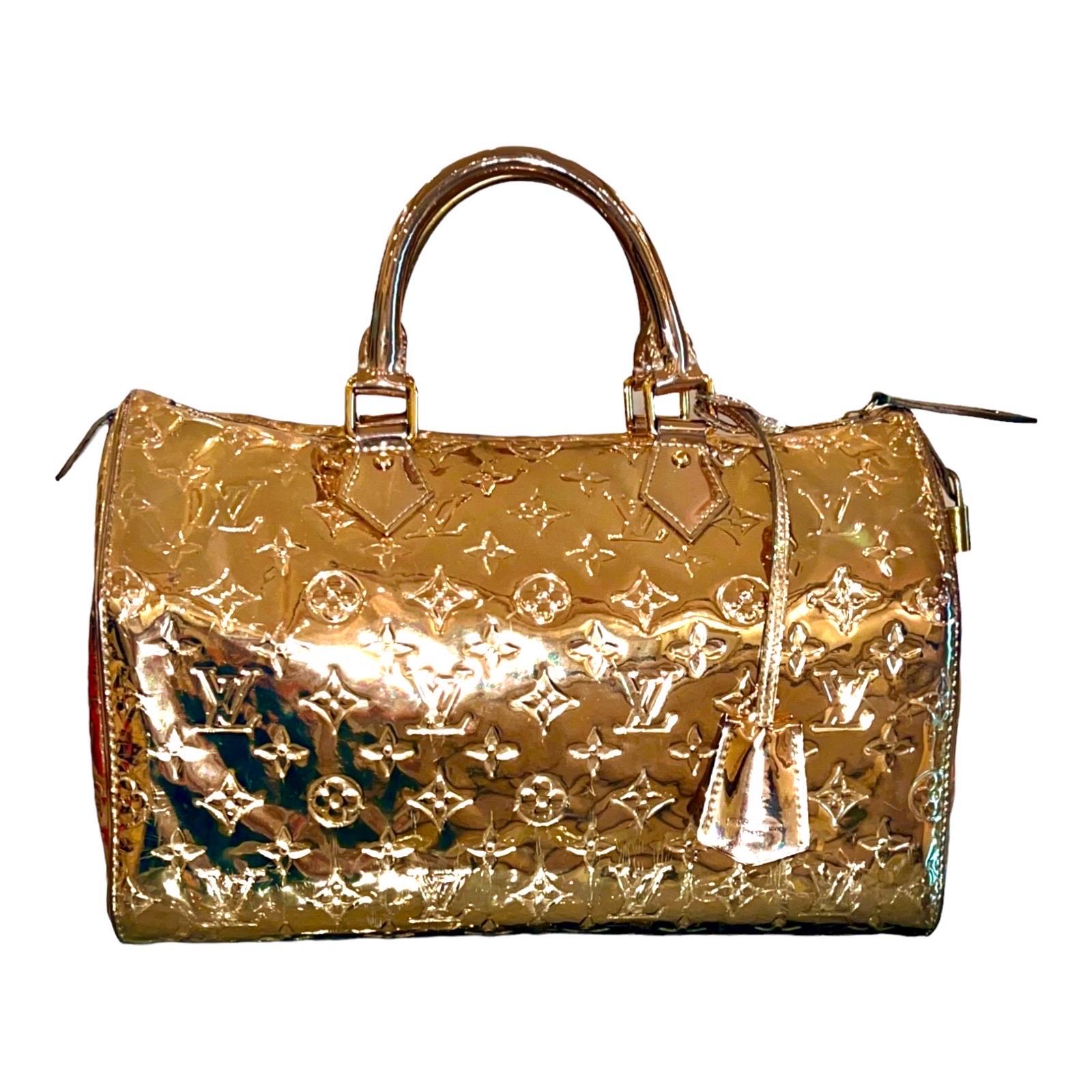 MUSEUM PIECE Louis Vuitton by Marc Jacobs 2006 Gold Monogram Miroir Speedy Bag For Sale 6