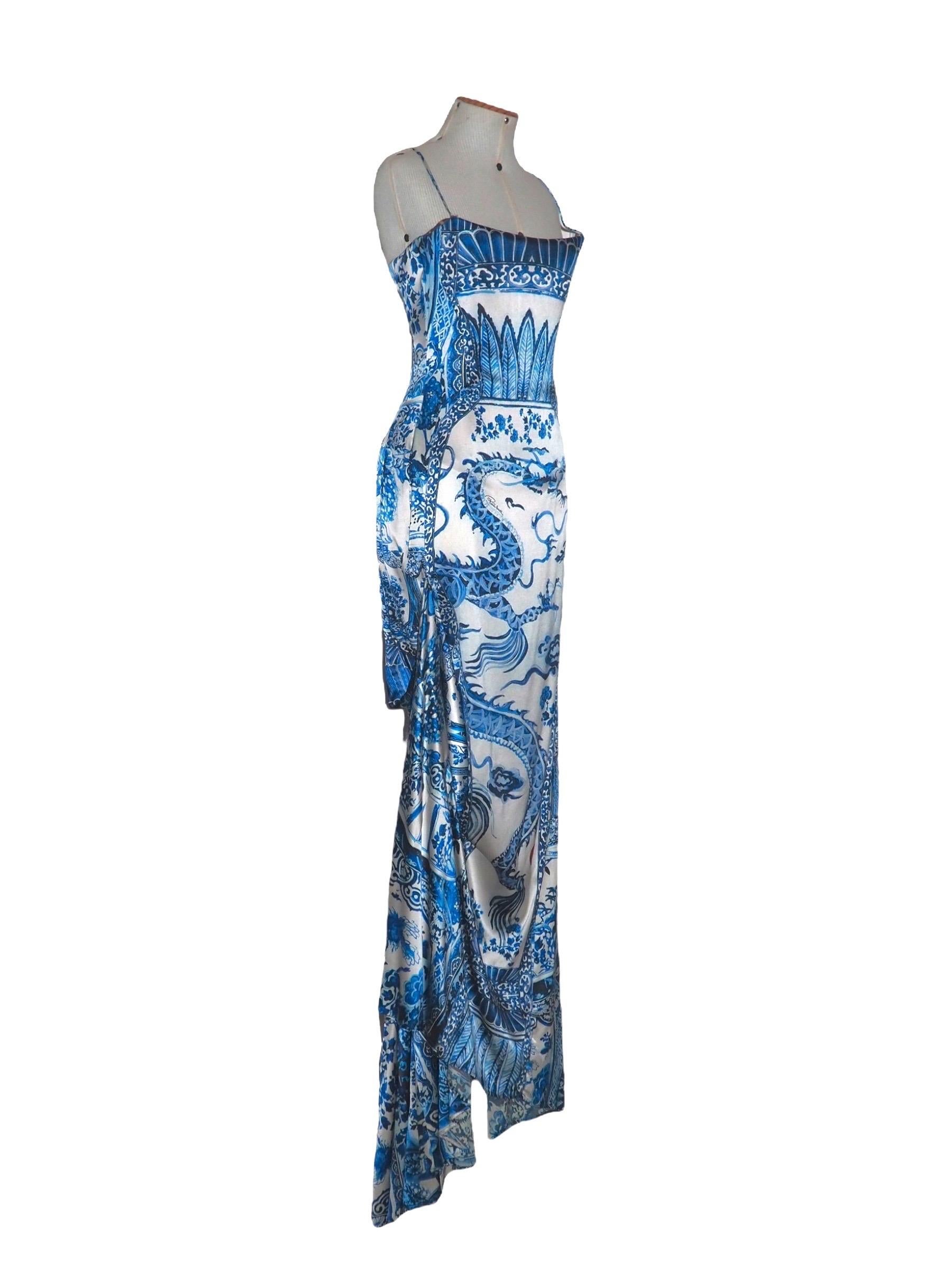 MUSEUM PIECE Roberto Cavalli FW 2005 Runway Tile Print Corseted Gown In Excellent Condition In São Paulo, SP
