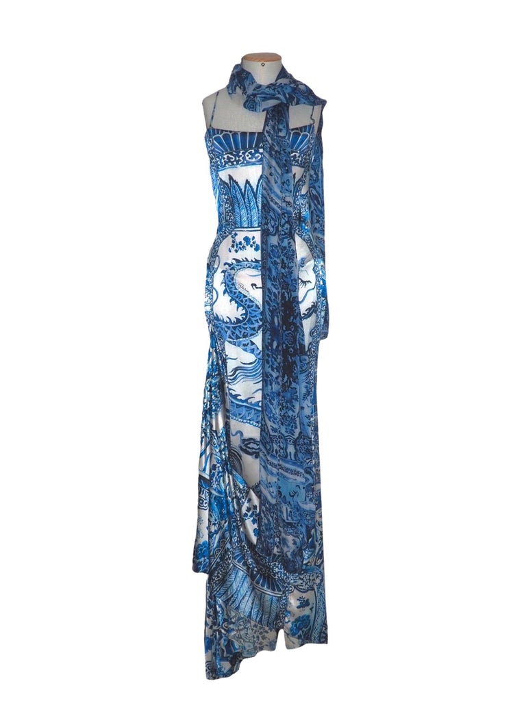 MUSEUM PIECE Roberto Cavalli FW 2005 Runway Tile Print Corseted Gown ...