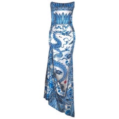 MUSEUM PIECE Roberto Cavalli FW 2005 Runway Tile Print Corseted Gown