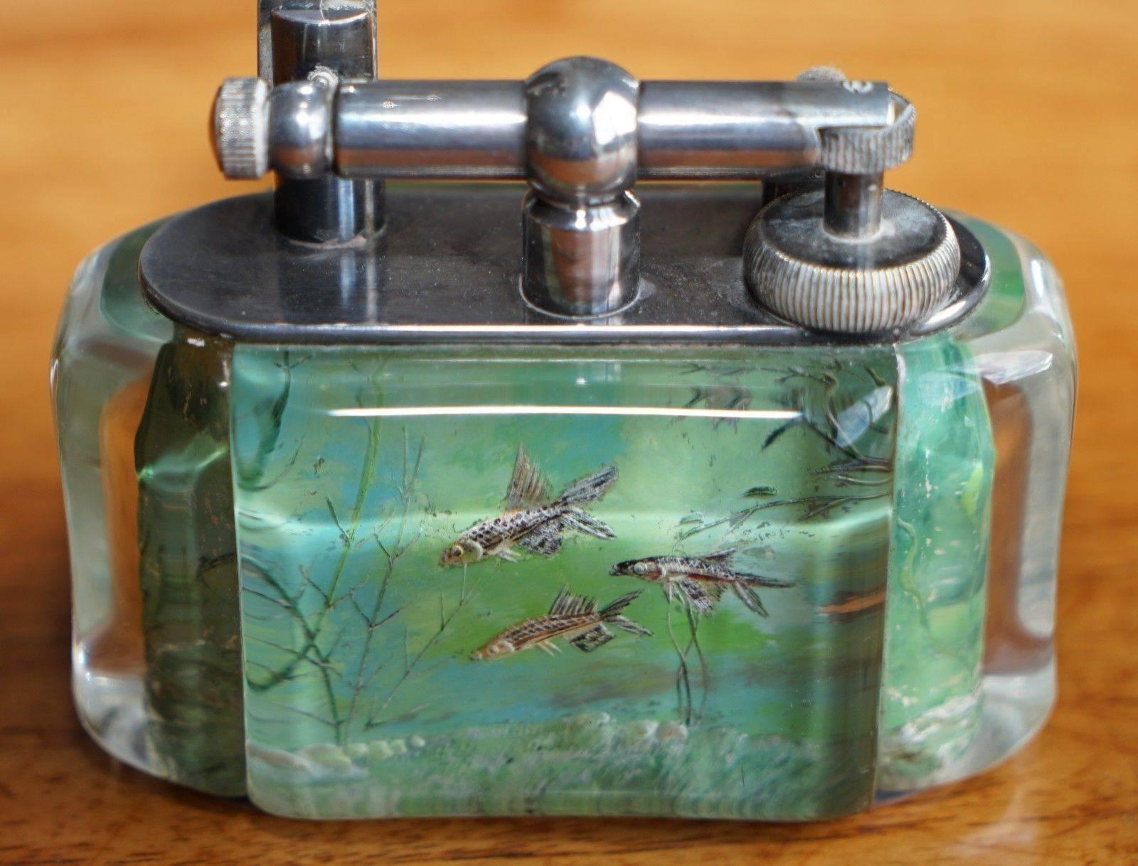 Lucite Museum Quality 1950s Dunhill Aquarium Oversized Table Lighter Made in England