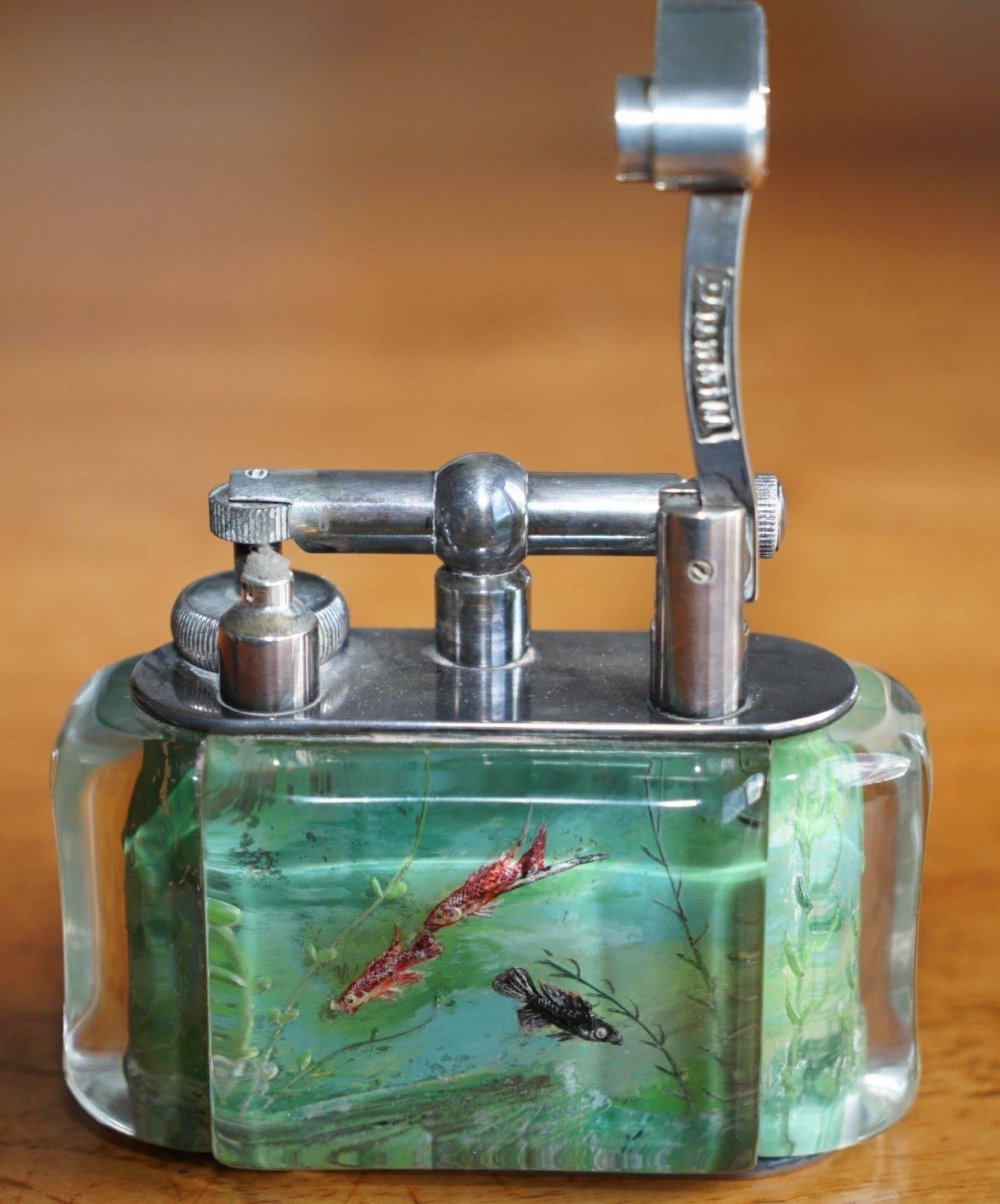 Hand-Crafted Museum Quality 1950s Dunhill Aquarium Oversized Table Lighter Made in England