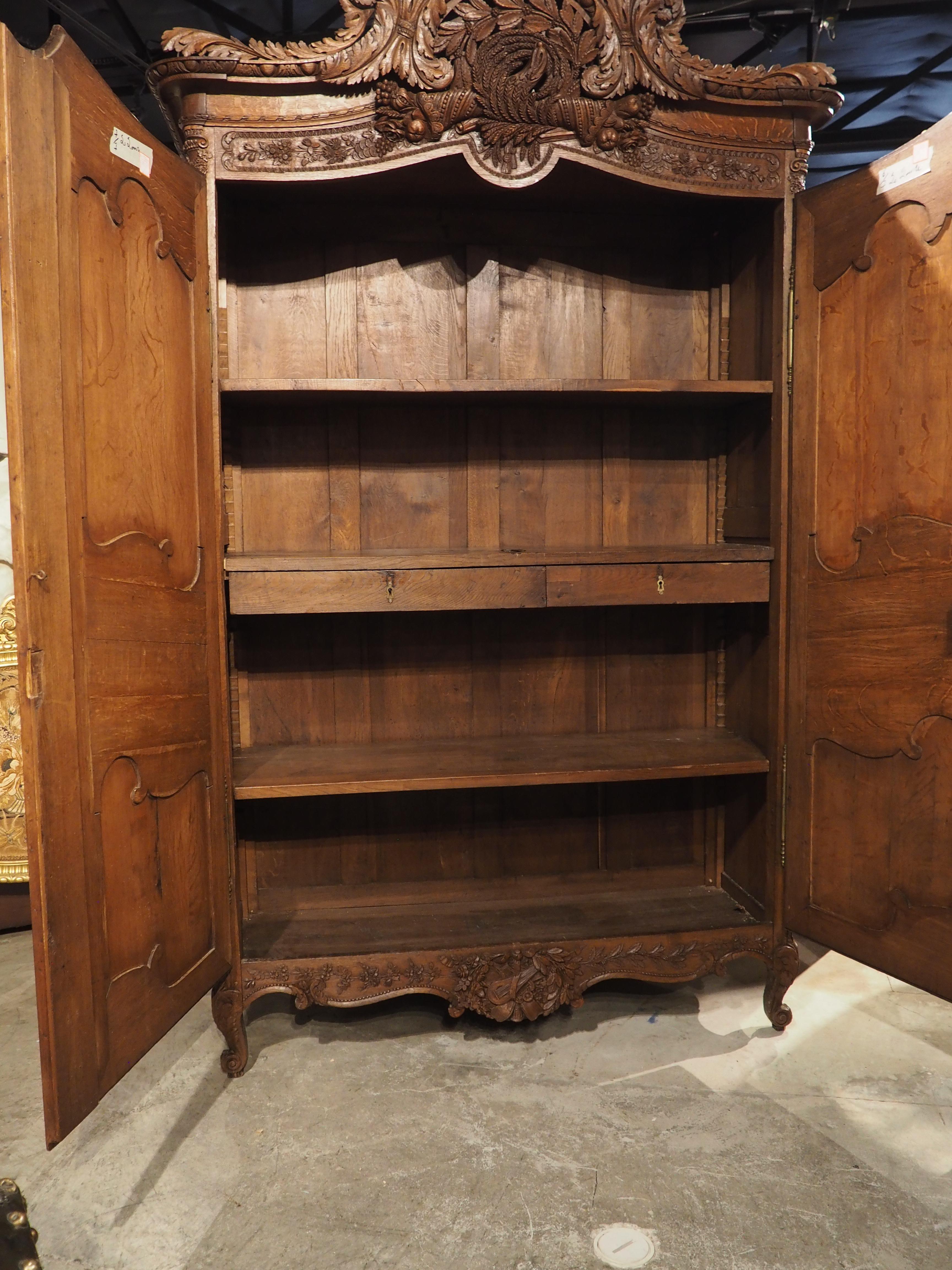 Museum Quality 19th Century Wedding Armoire in Carved Oak from Normandy France 6