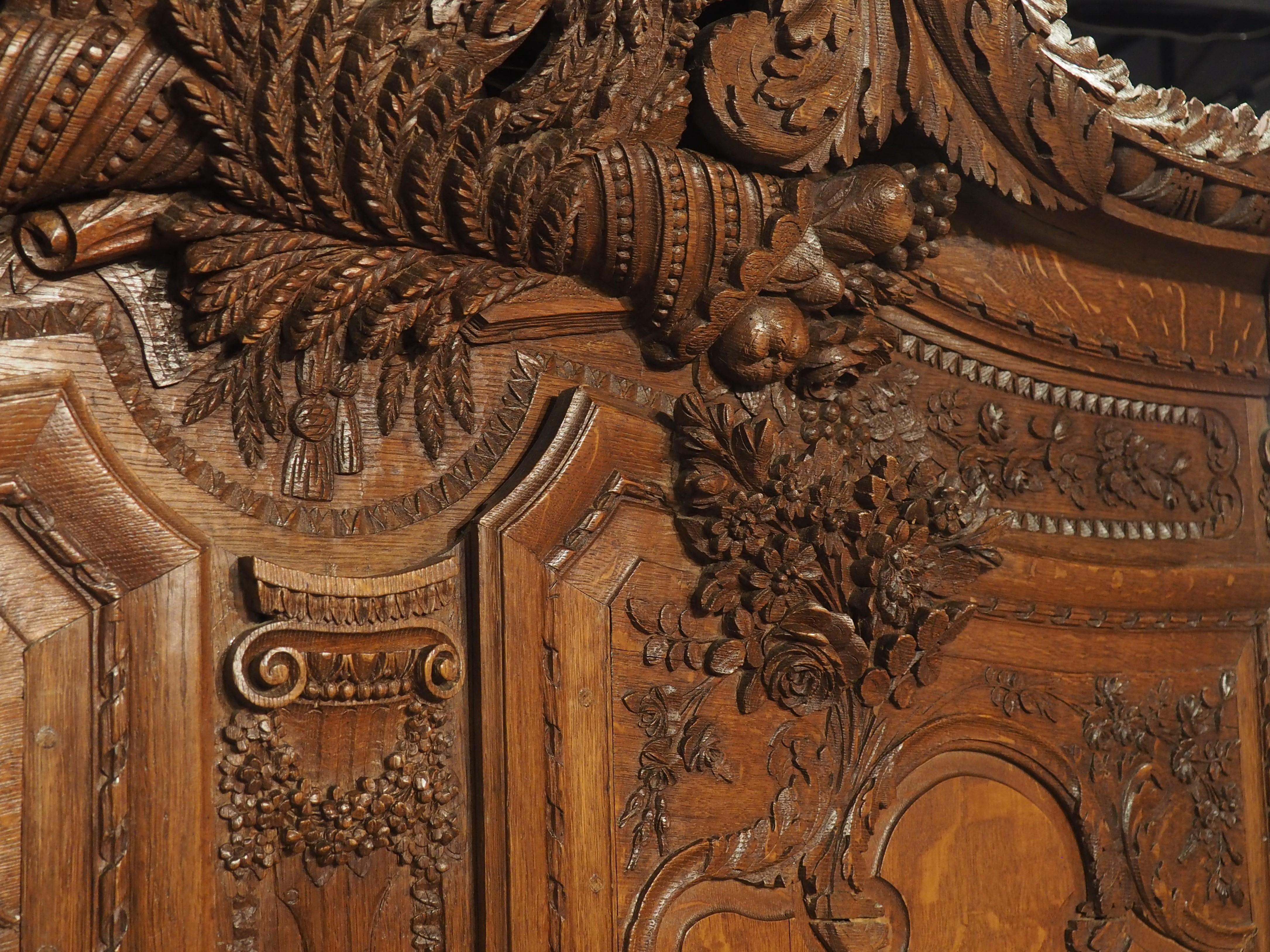 Museum Quality 19th Century Wedding Armoire in Carved Oak from Normandy France 7