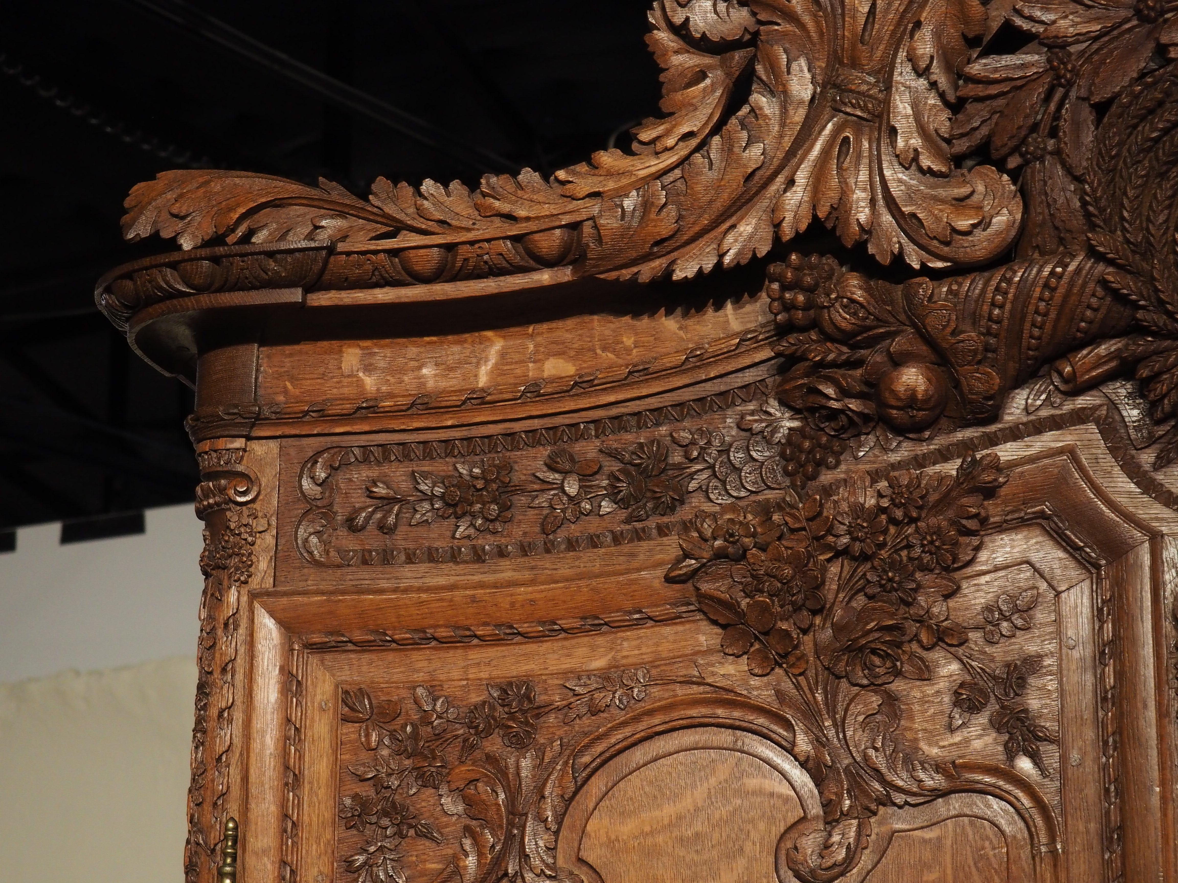 Museum Quality 19th Century Wedding Armoire in Carved Oak from Normandy France 12