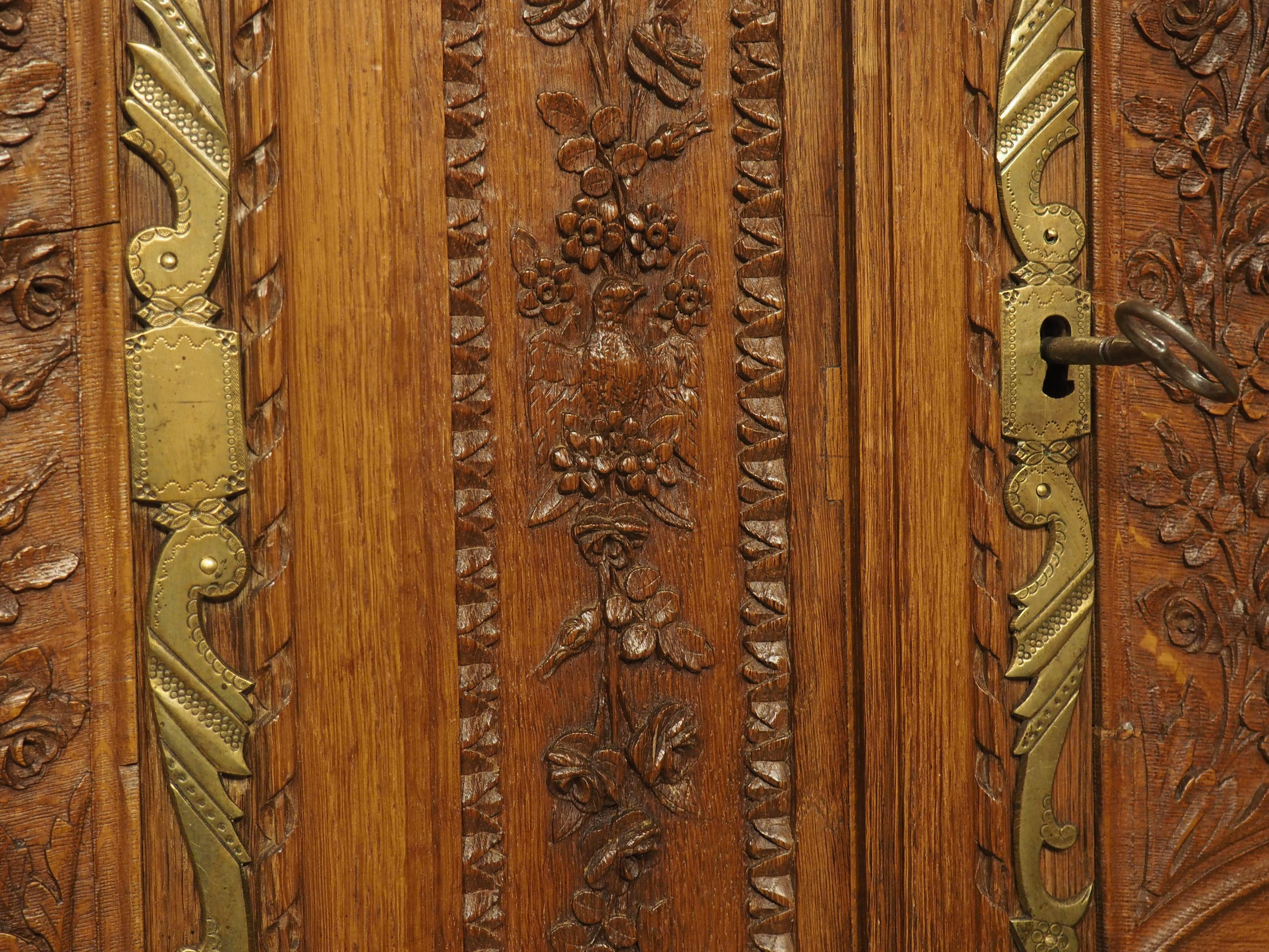 Museum Quality 19th Century Wedding Armoire in Carved Oak from Normandy France 1