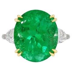 MUSEUM QUALITY 22 CARAT Colombian VIVID GREEN Emerald Ring