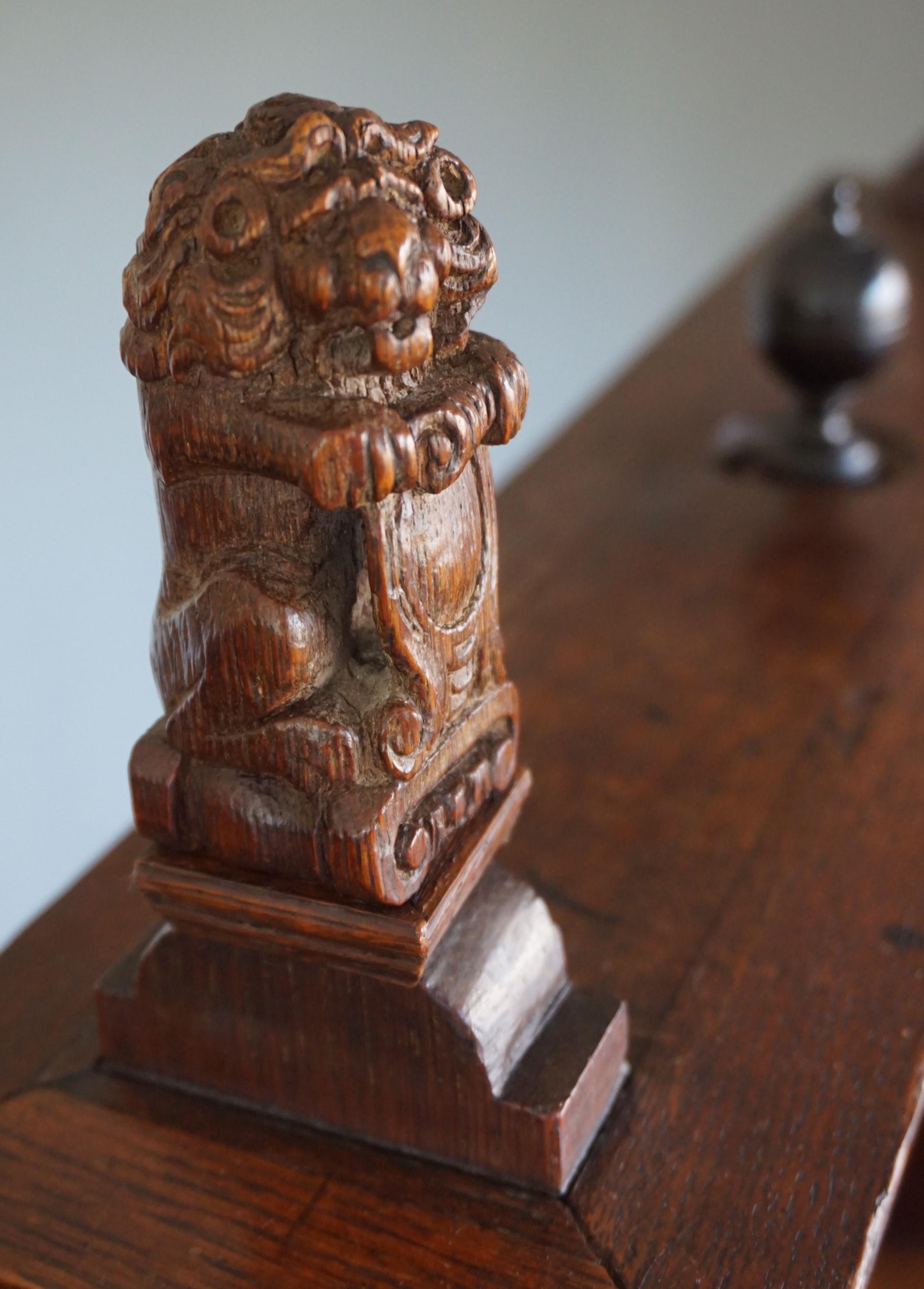 Hand-Carved Museum Quality and Condition Original 17th Century Dutch Renaissance Linen Press For Sale