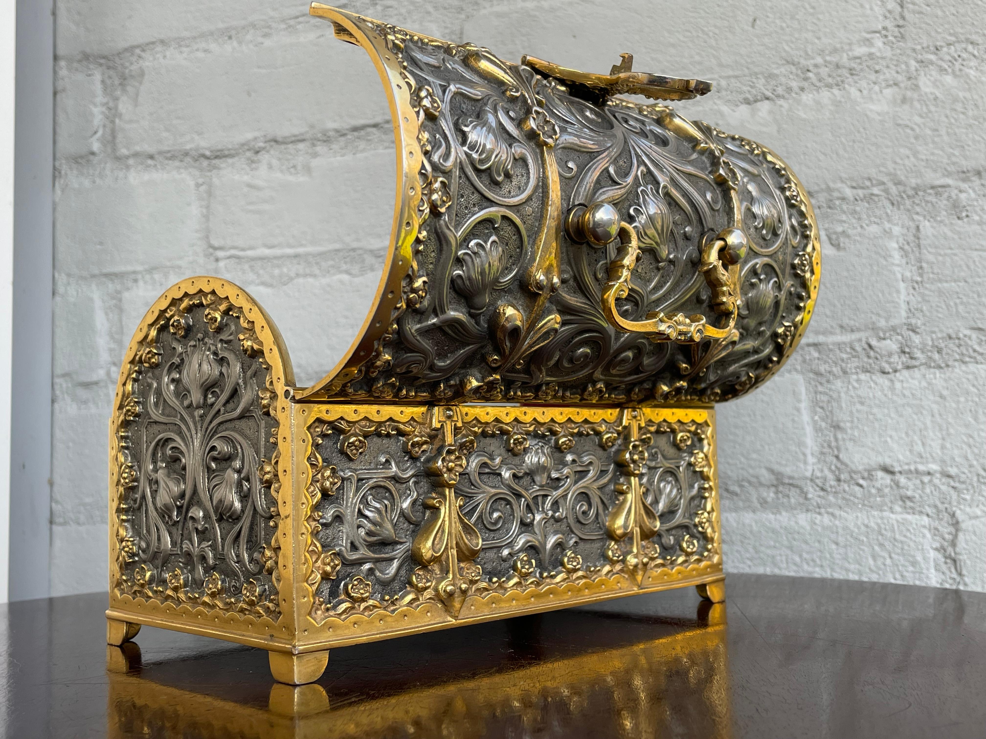 Brass Museum Quality and Excellent Design Arts & Crafts Jewelry Box by Erhard & Sohne For Sale