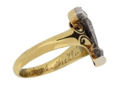 Museum Quality Antique Antique Enamel Diamond Set Harp Memorial Ring circa 1895