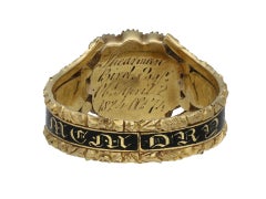 Museum Quality Antique Georgian Black Enamel Pearl Memorial Ring