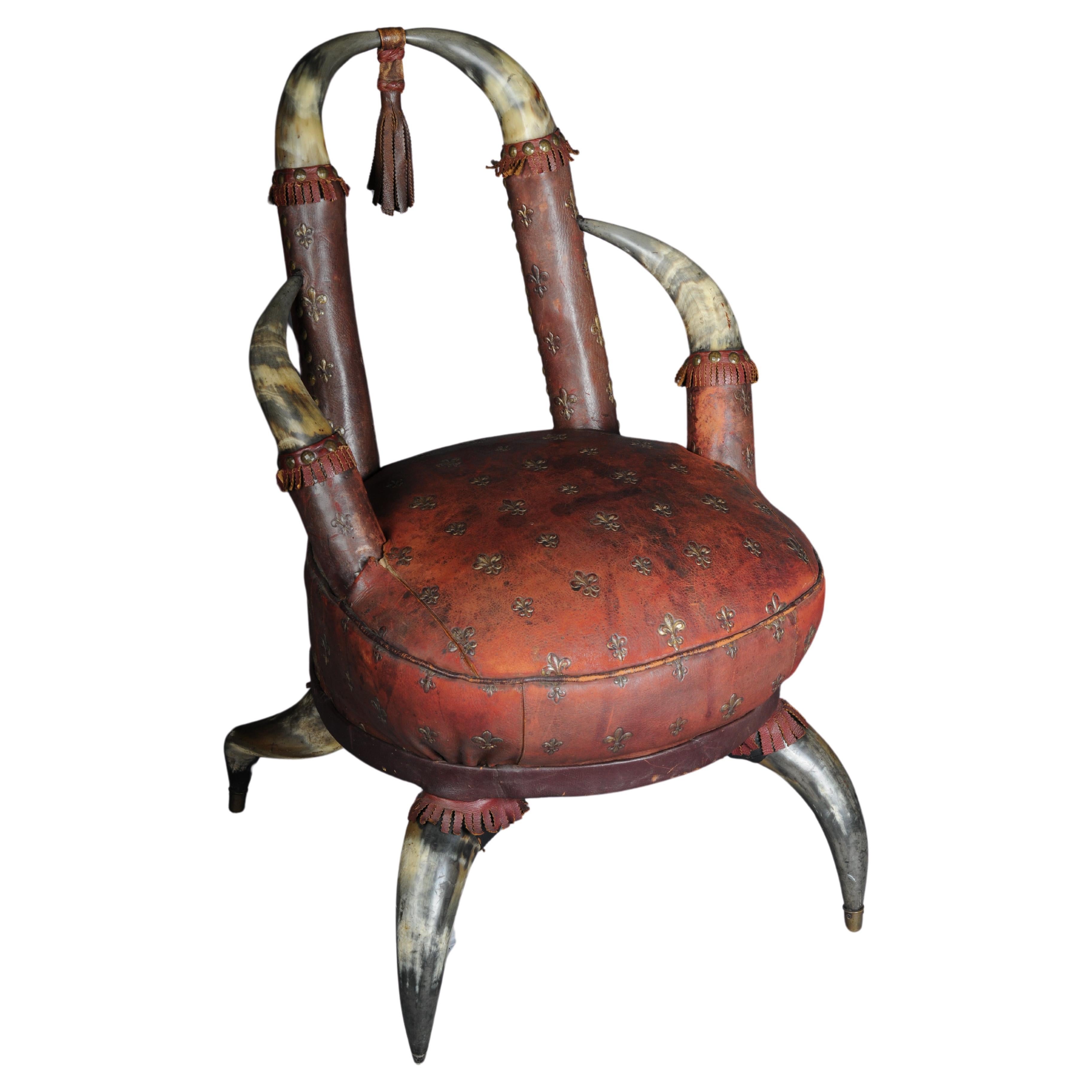 Museum-quality antique horn chair Victoria around 1870, England. For Sale