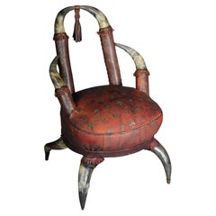 Museum-quality Used horn chair Victoria around 1870, England.