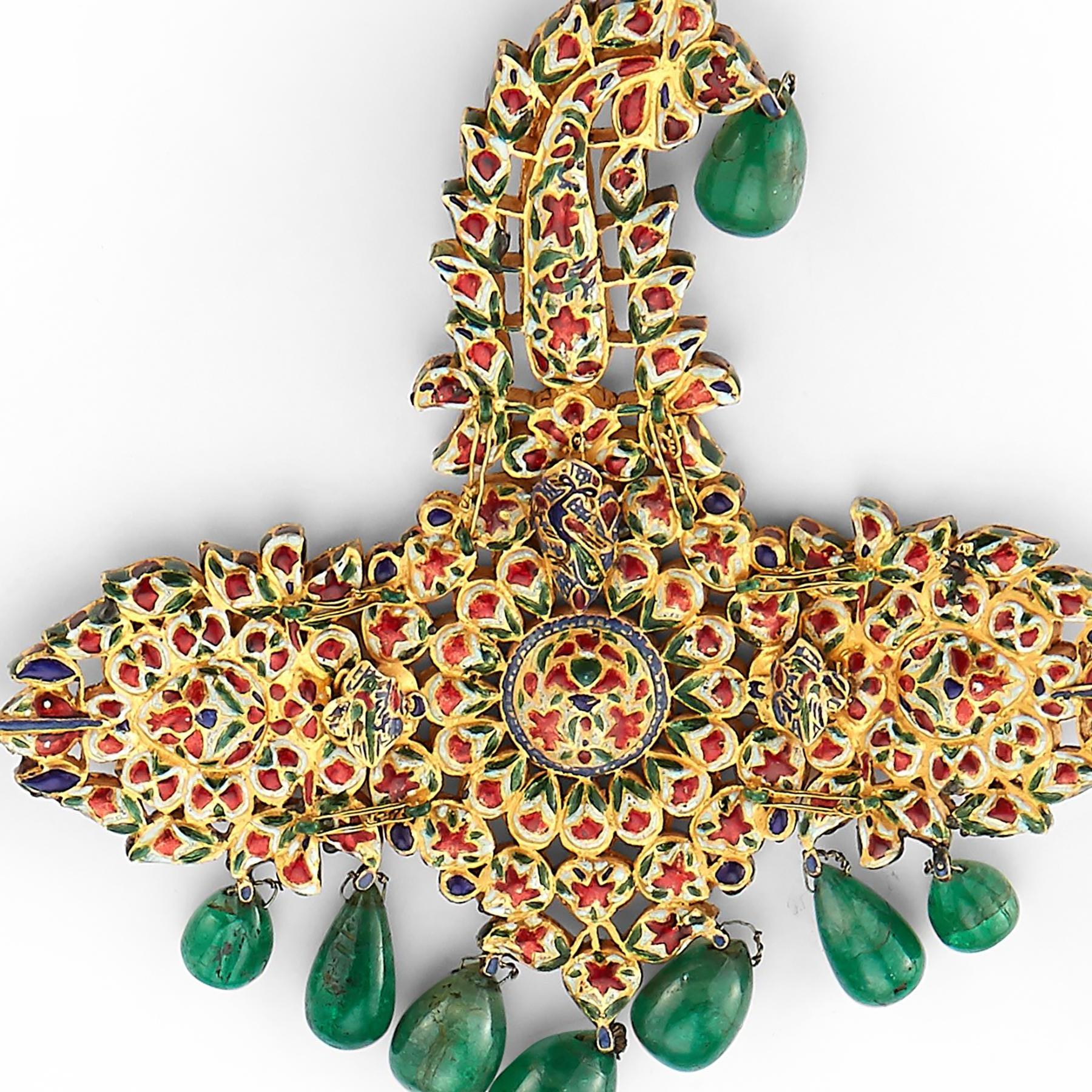 Cabochon Museum Quality Antique Indian Sarpech Necklace  For Sale