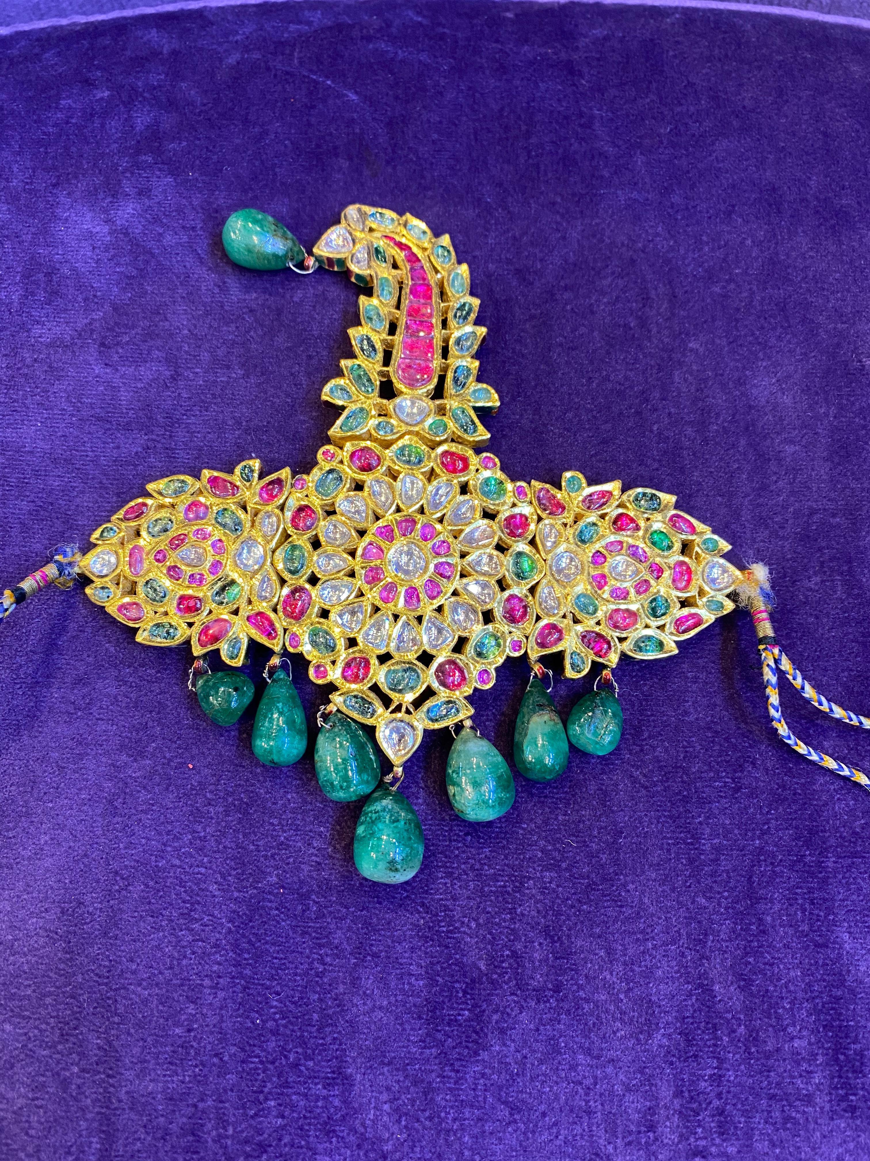 Museum Quality Antique Indian Sarpech Necklace For Sale 1
