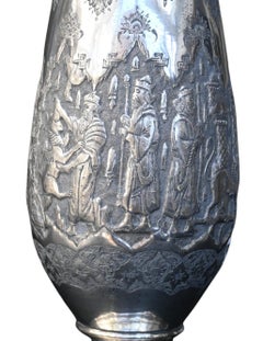 Museum Quality Antique Islamic Qajar Indo-persian Silver Vase