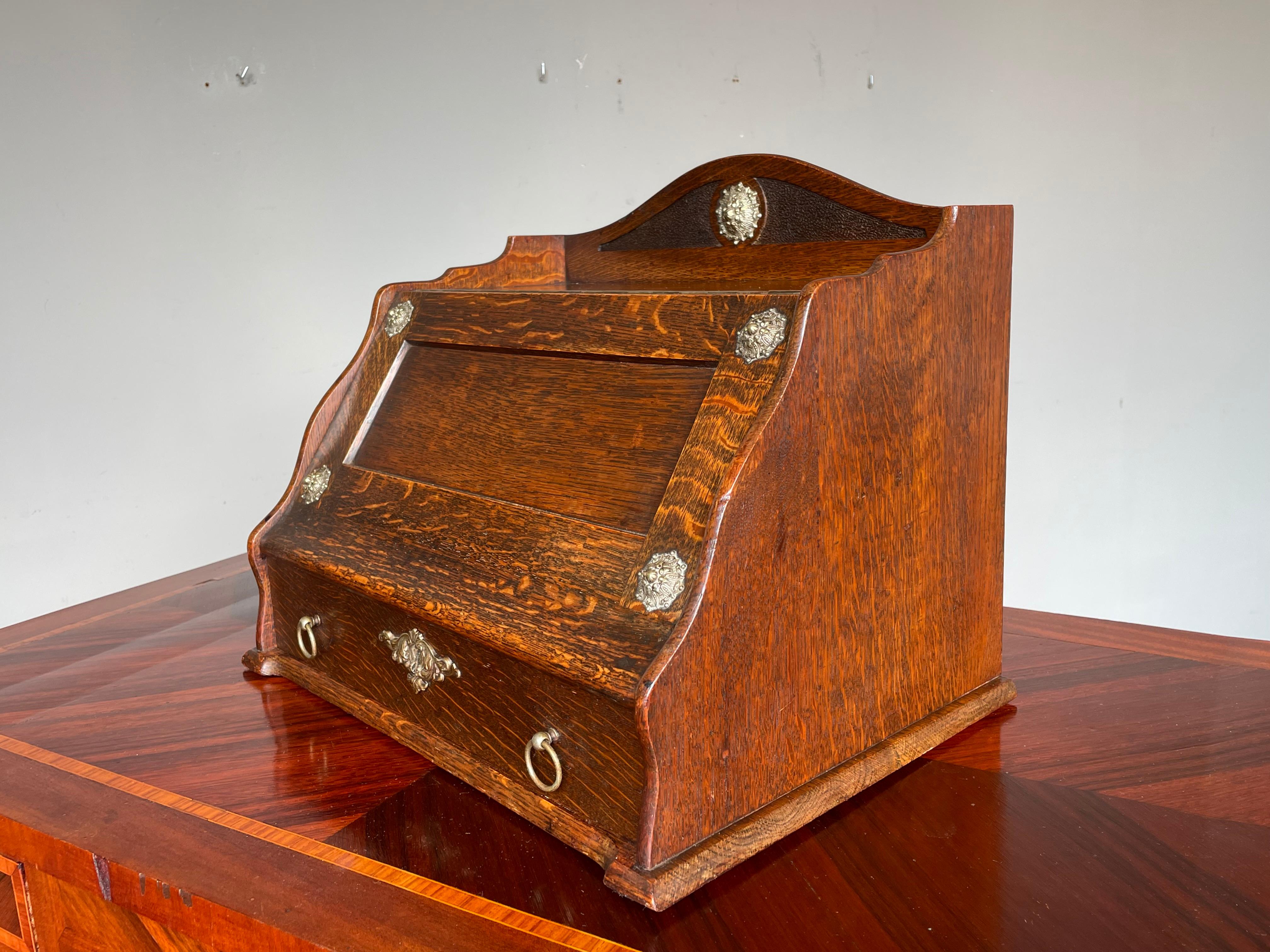 Museum Quality Arts and Crafts Stationary Box w. Letter Racks & Drawer ca. 1900 8