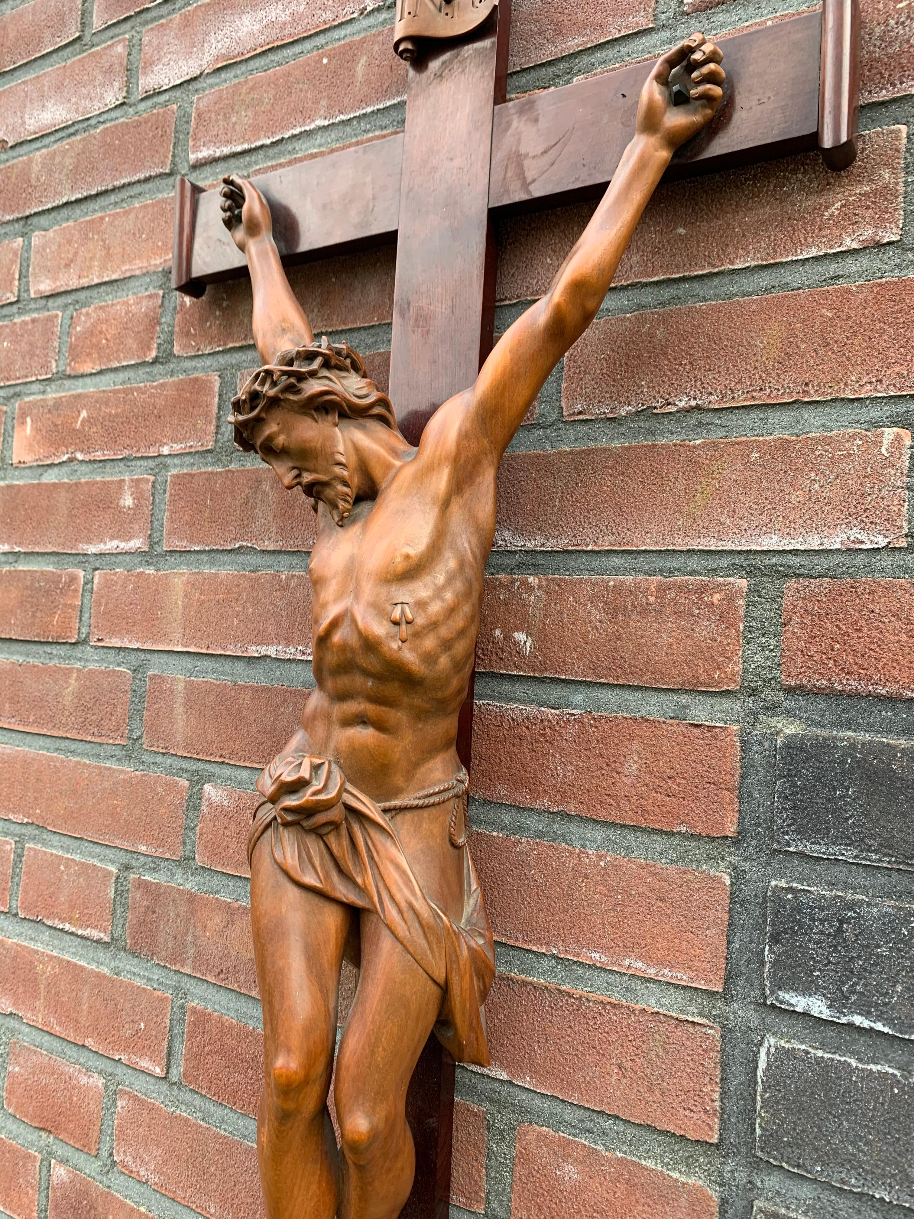 Gothic Museum Quality Carved and Superb Condition Boxwood Corpus of Christ on Crucifix