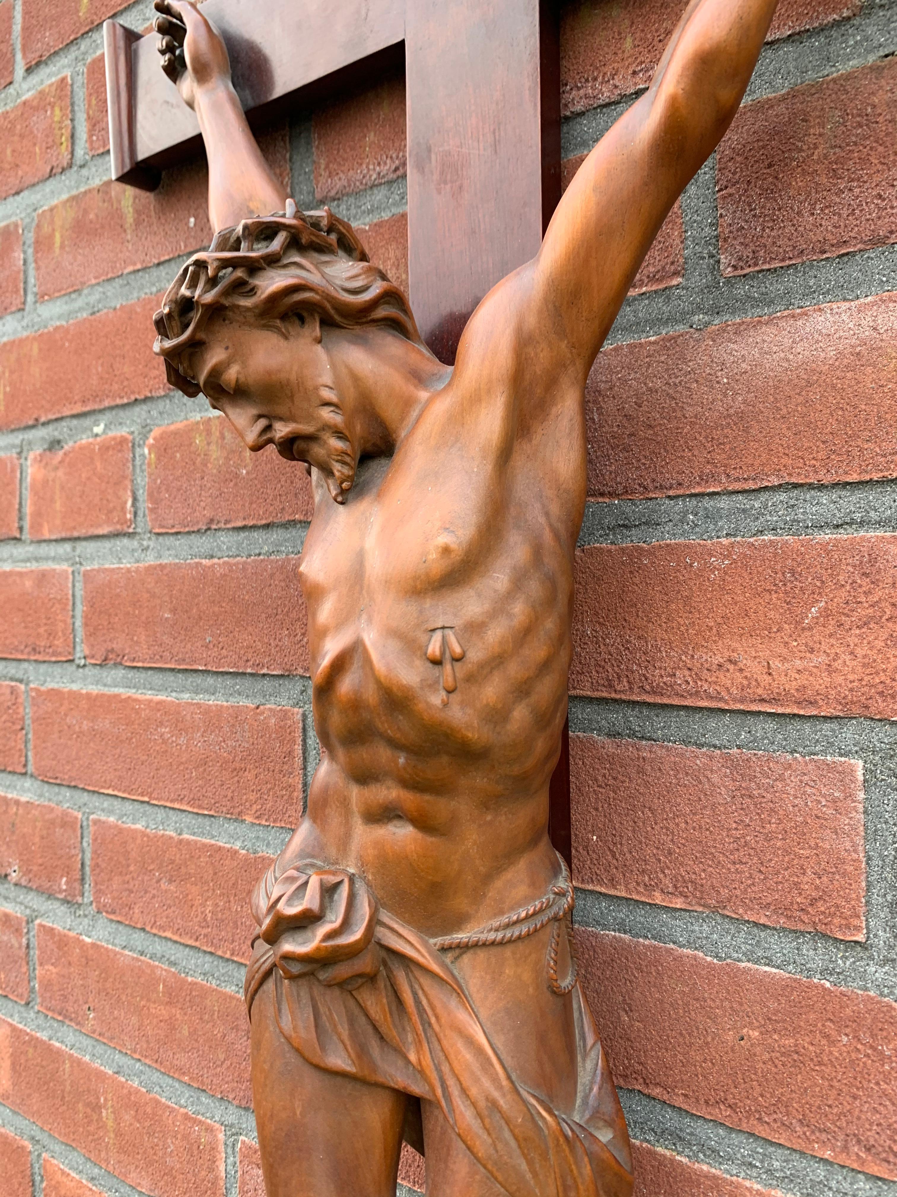 Hand-Carved Museum Quality Carved and Superb Condition Boxwood Corpus of Christ on Crucifix
