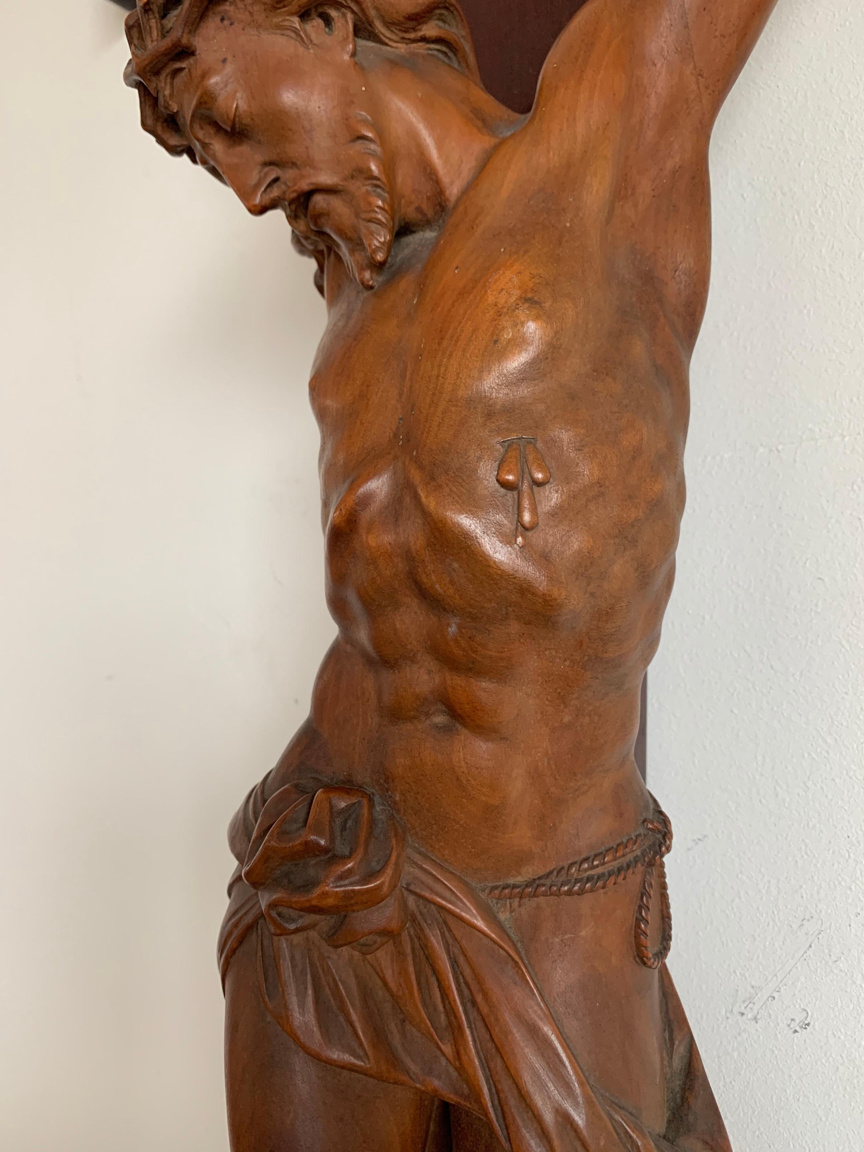 Museum Quality Carved and Superb Condition Boxwood Corpus of Christ on Crucifix 1