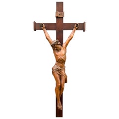 Museum Qualität geschnitzt und hervorragenden Zustand Buchsbaum Corpus von Christus auf Kruzifix