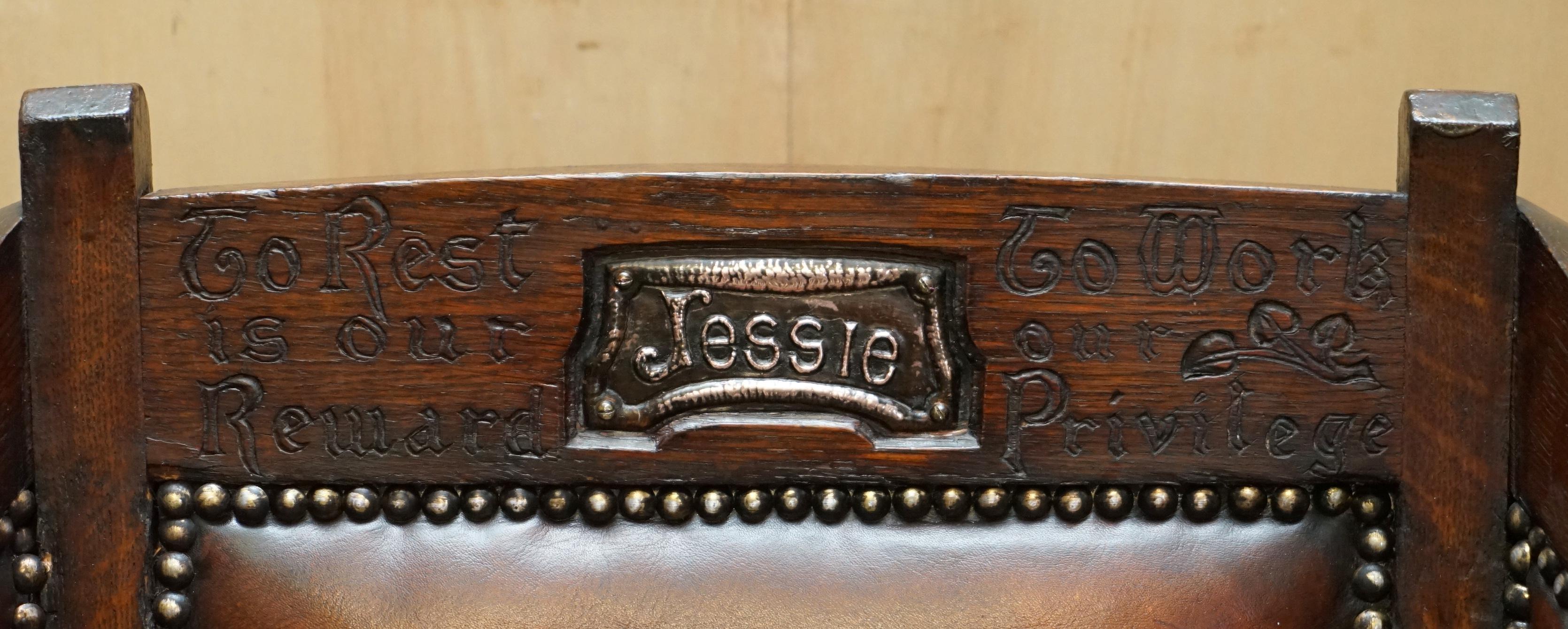 Hand-Crafted MUSEUM QUALITY CARVED CiRCA 1700 ANTIQUE RESTORED BROWN LEATHER JESSIE ARMCHAIR For Sale