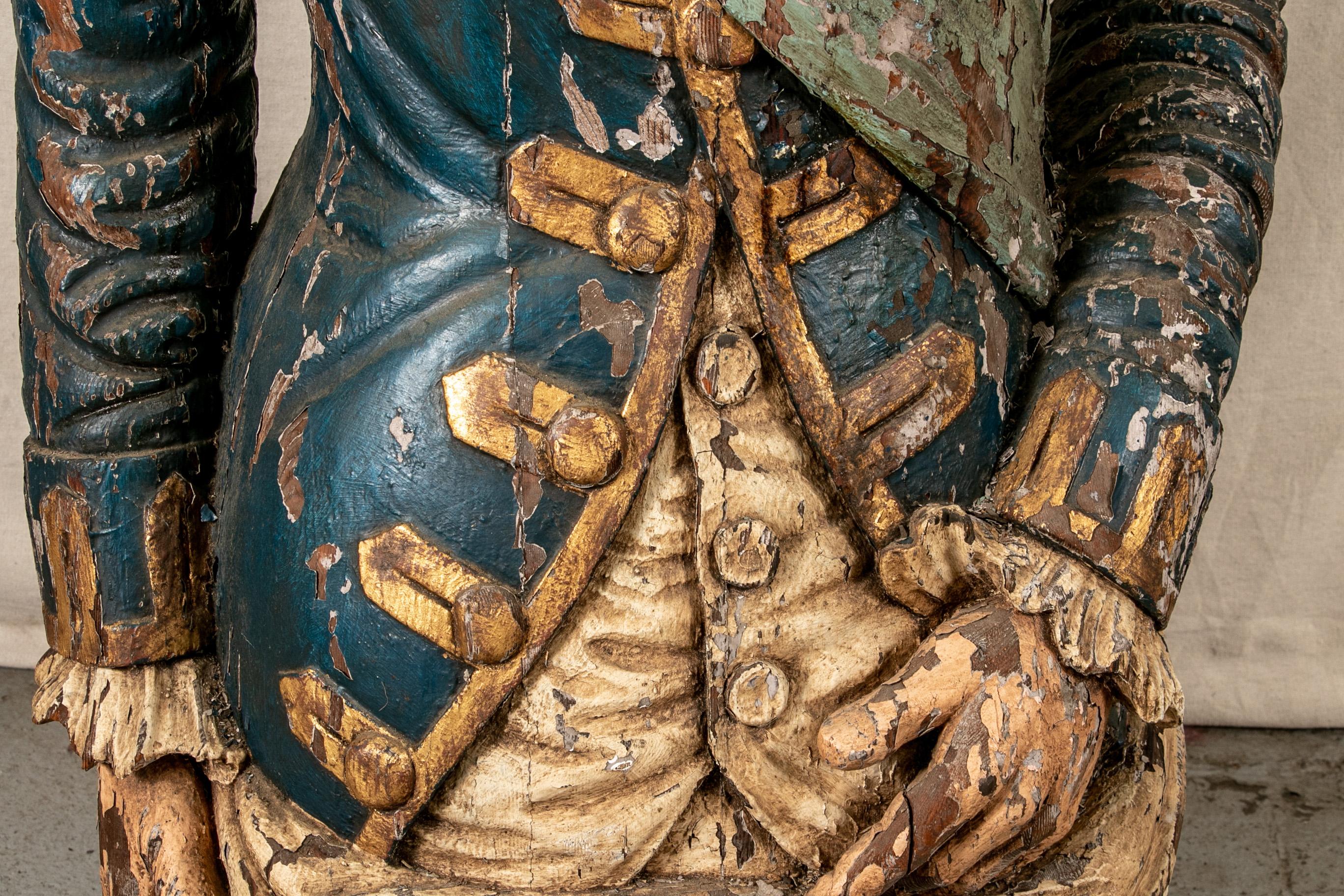 Bois sculpté de qualité musée  Ancienne figurine de navire britannique en vente 1
