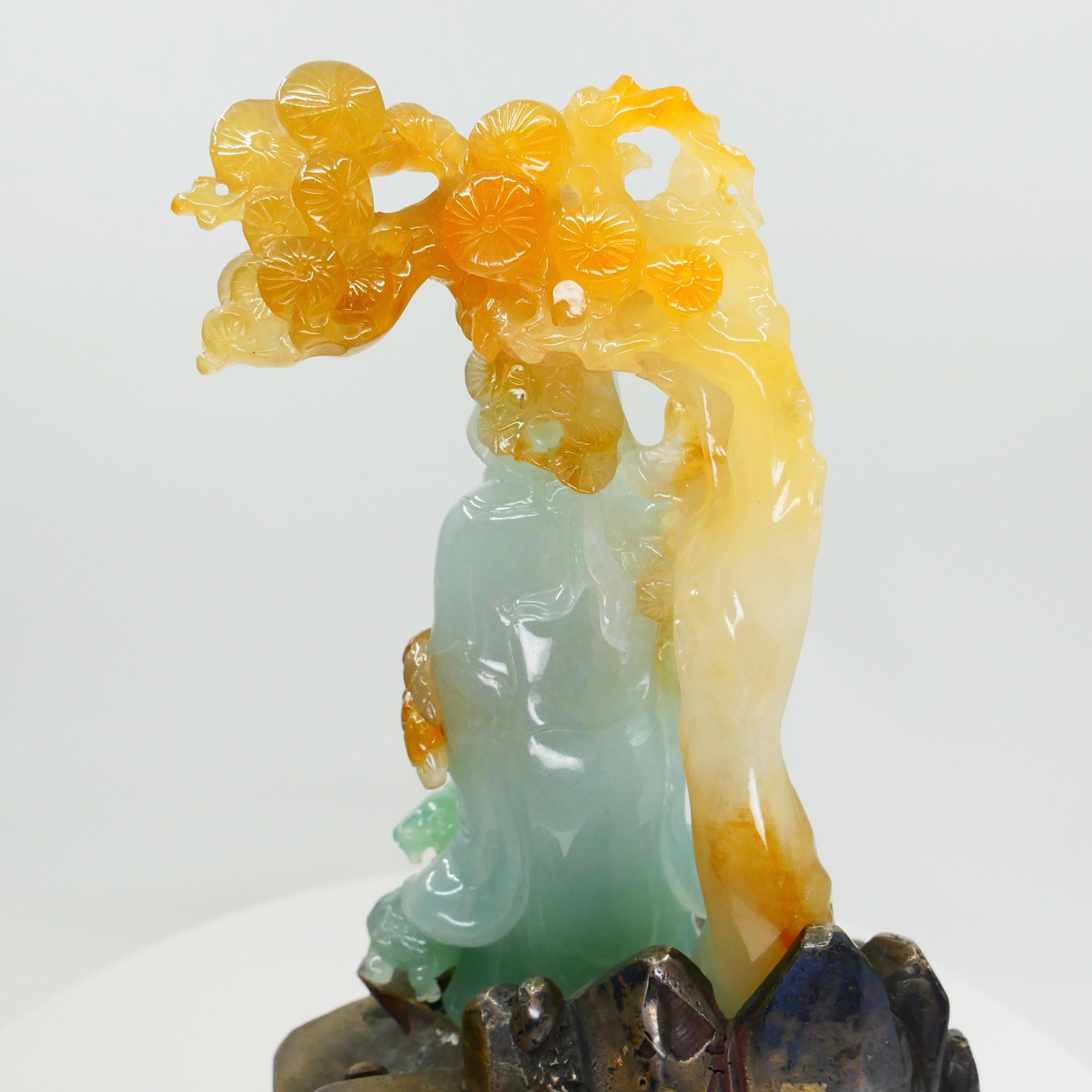 Rough Cut Museum Quality, Certified Natural Jadeite Jade 壽星公 Longevity Man Decoration For Sale