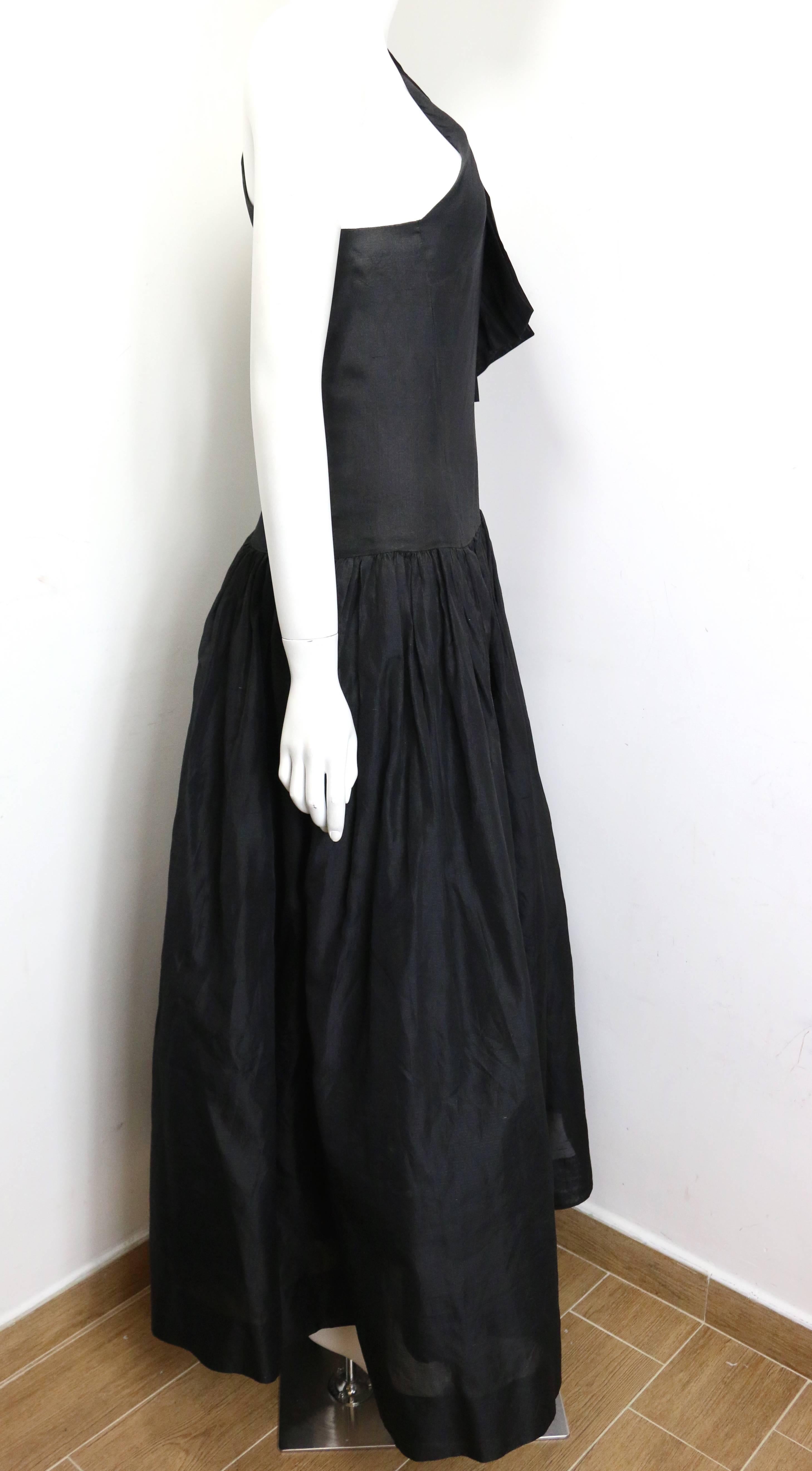 Museum quality Chanel black silk taffeta one shoulder evening gown For Sale 1