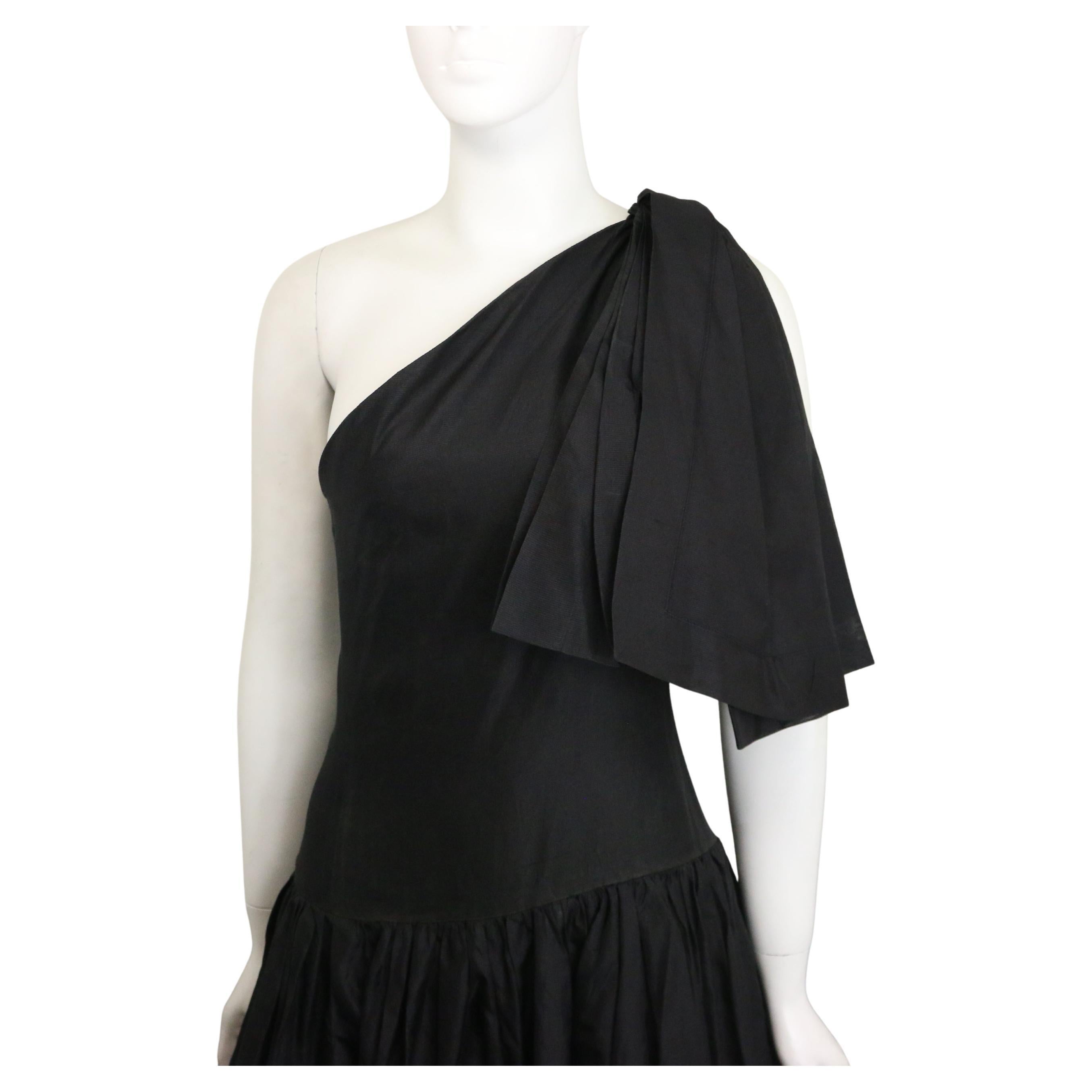 Museum quality Chanel black silk taffeta one shoulder evening gown For Sale