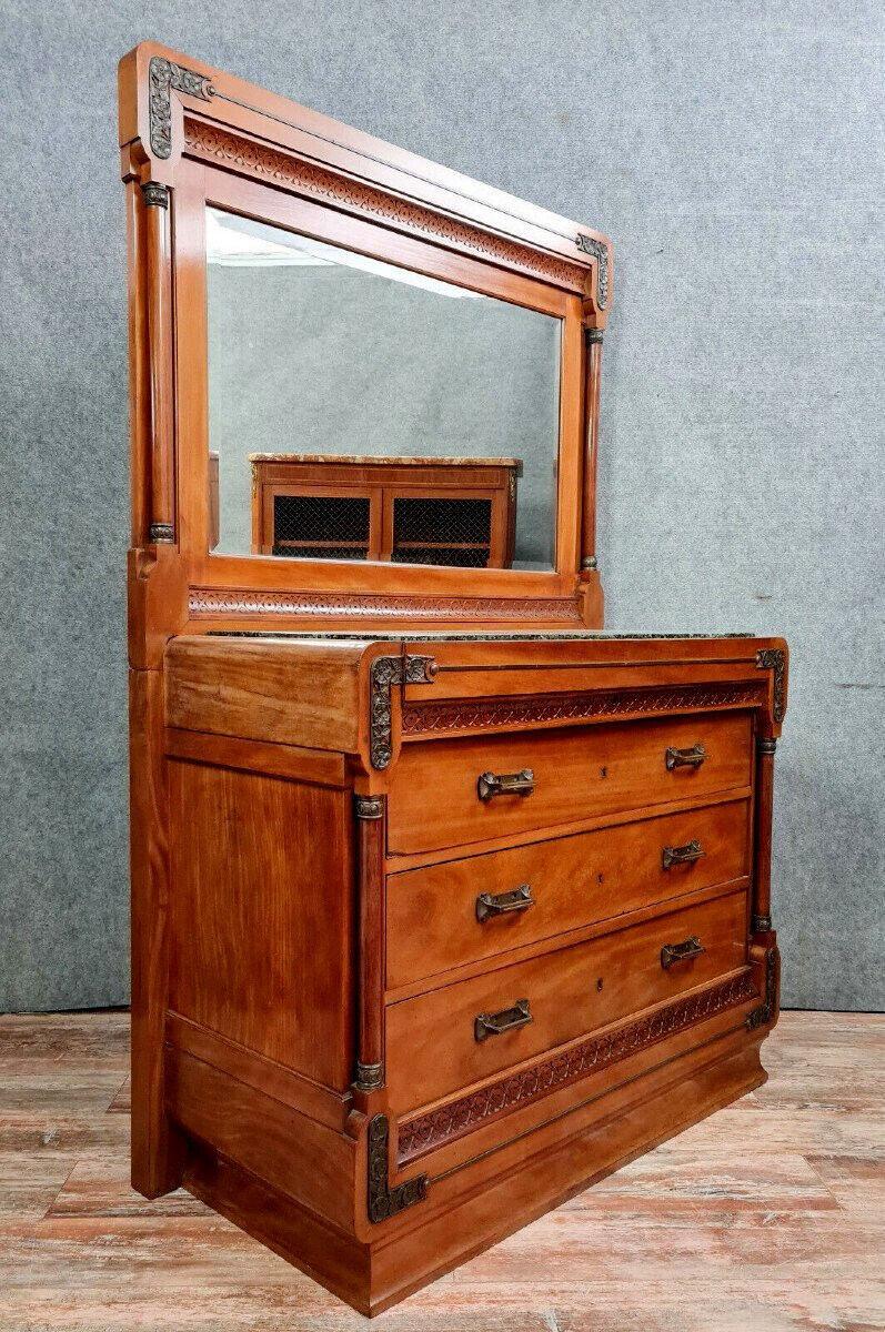 Museum-Quality Empire Mahogany Dressing Chest with Psyche Mirror -1X36 For Sale 1