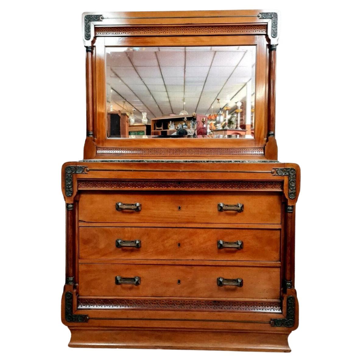 Museum-Quality Empire Mahogany Dressing Chest with Psyche Mirror -1X36 For Sale
