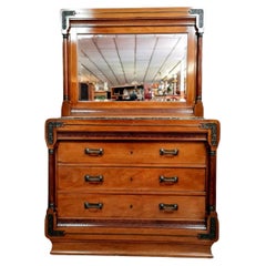 Antique Museum-Quality Empire Mahogany Dressing Chest with Psyche Mirror -1X36