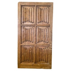 Museum Quality French Early Monumental Tall Six Panel Carved Oak Linenfold Door