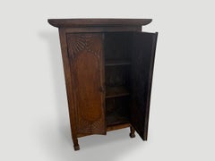 Hand Carved Teak Cabinet by Andrianna Shamaris, Wabi Sabi, Circa 1900