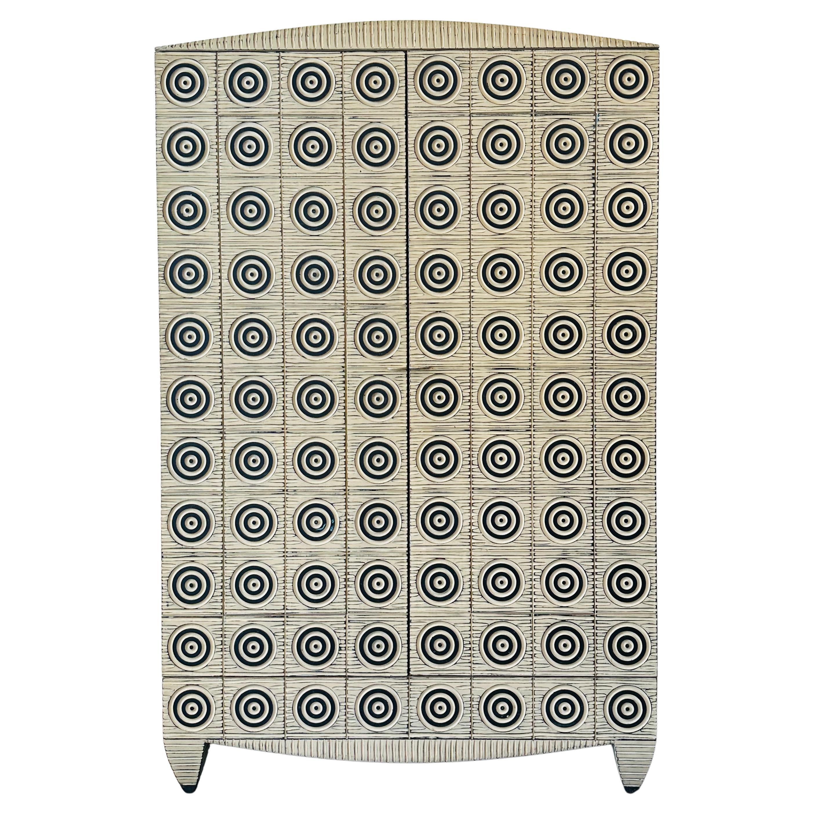 Museum Quality Hand Carved Modernist Armoir Signed by John Eric Byers For Sale