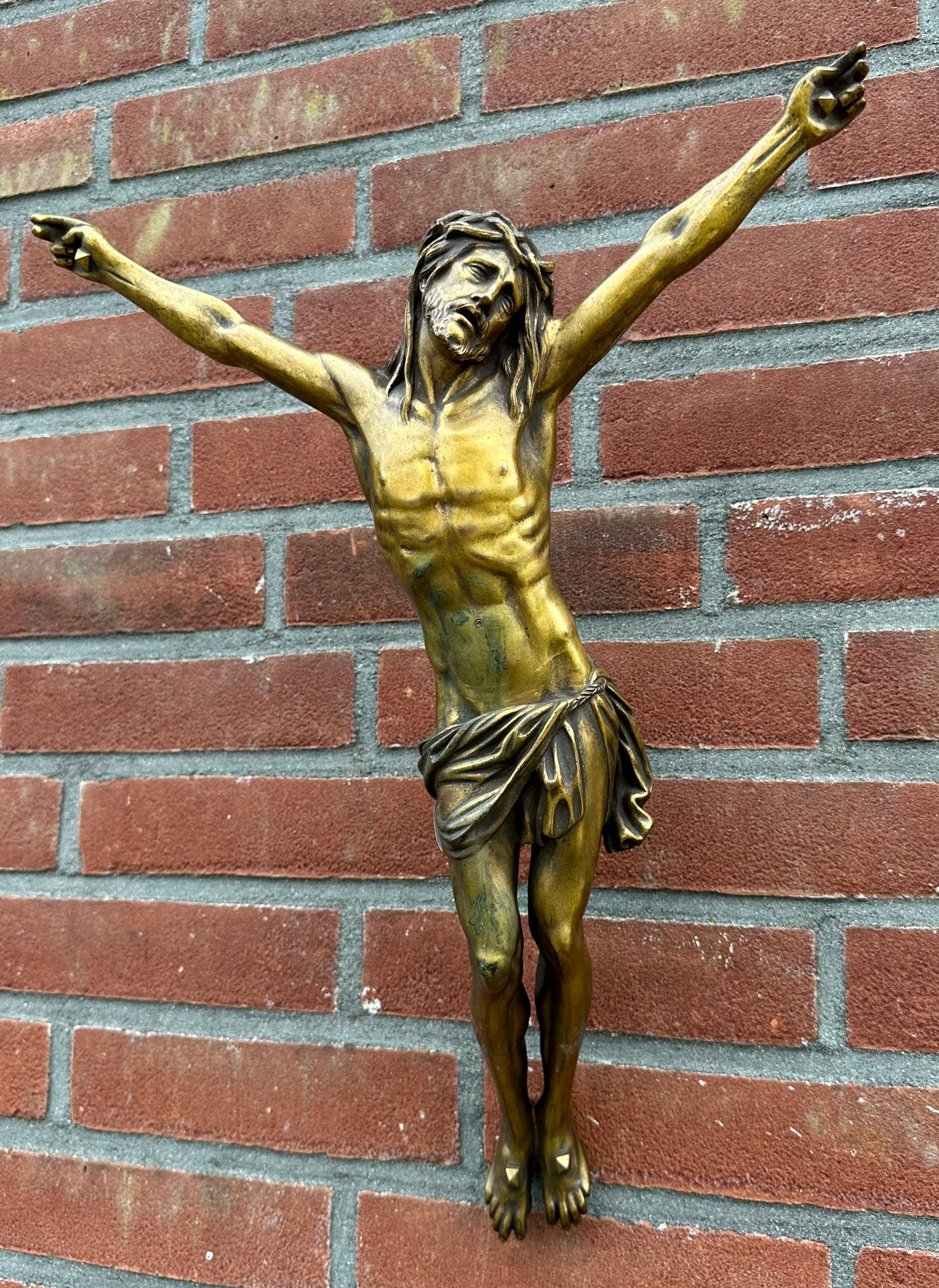 Museum Quality Hand Crafted Bronze Corpus of Jesus Christ fr Wall Mounting 19thC For Sale 9