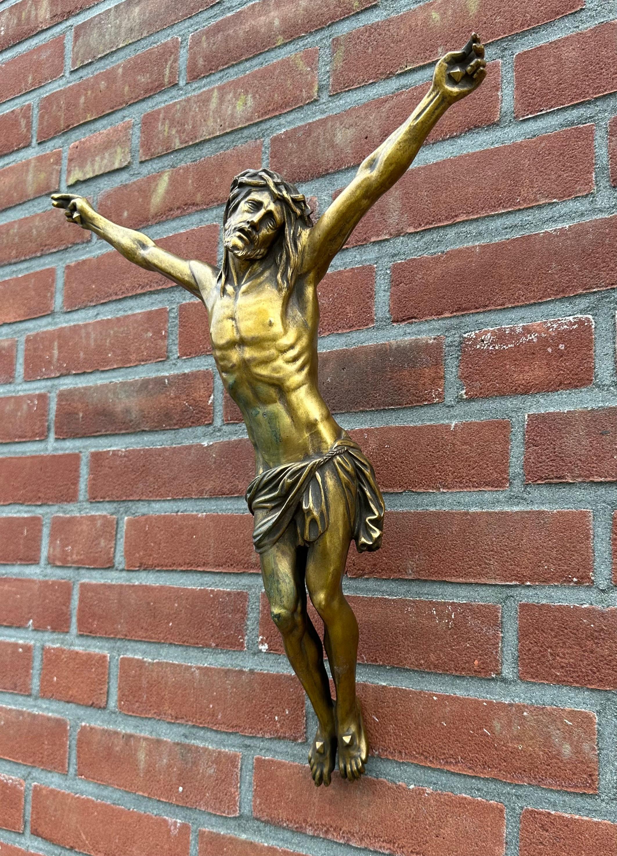 Museum Quality Hand Crafted Bronze Corpus of Jesus Christ fr Wall Mounting 19thC For Sale 10