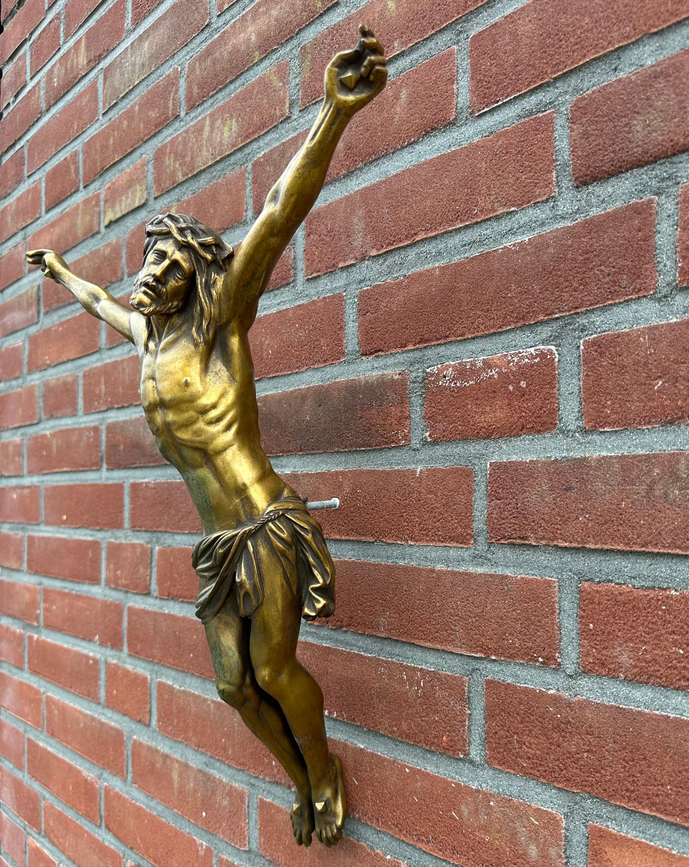 Museum Quality Hand Crafted Bronze Corpus of Jesus Christ fr Wall Mounting 19thC For Sale 11