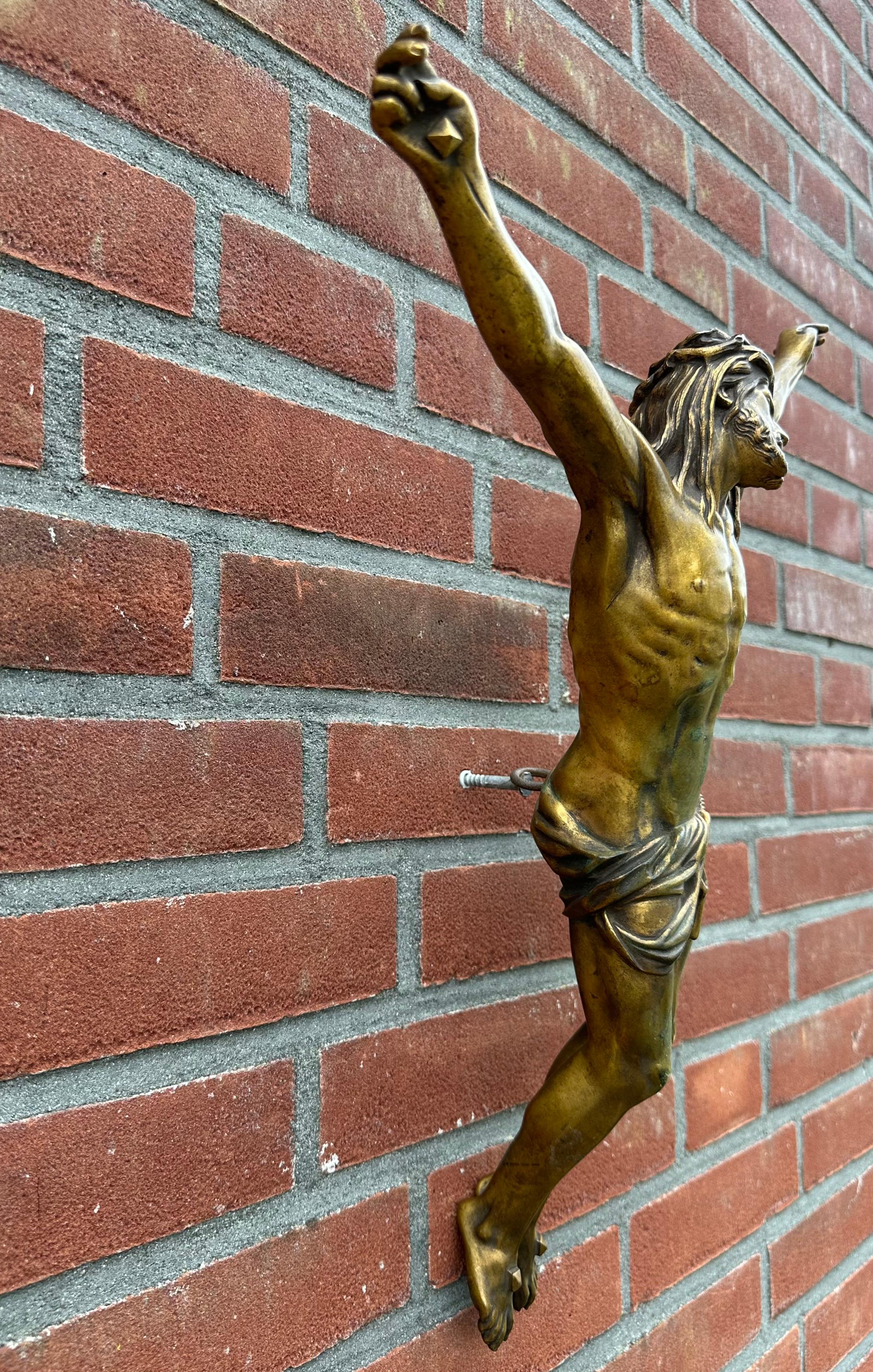 Museum Quality Hand Crafted Bronze Corpus of Jesus Christ fr Wall Mounting 19thC For Sale 13