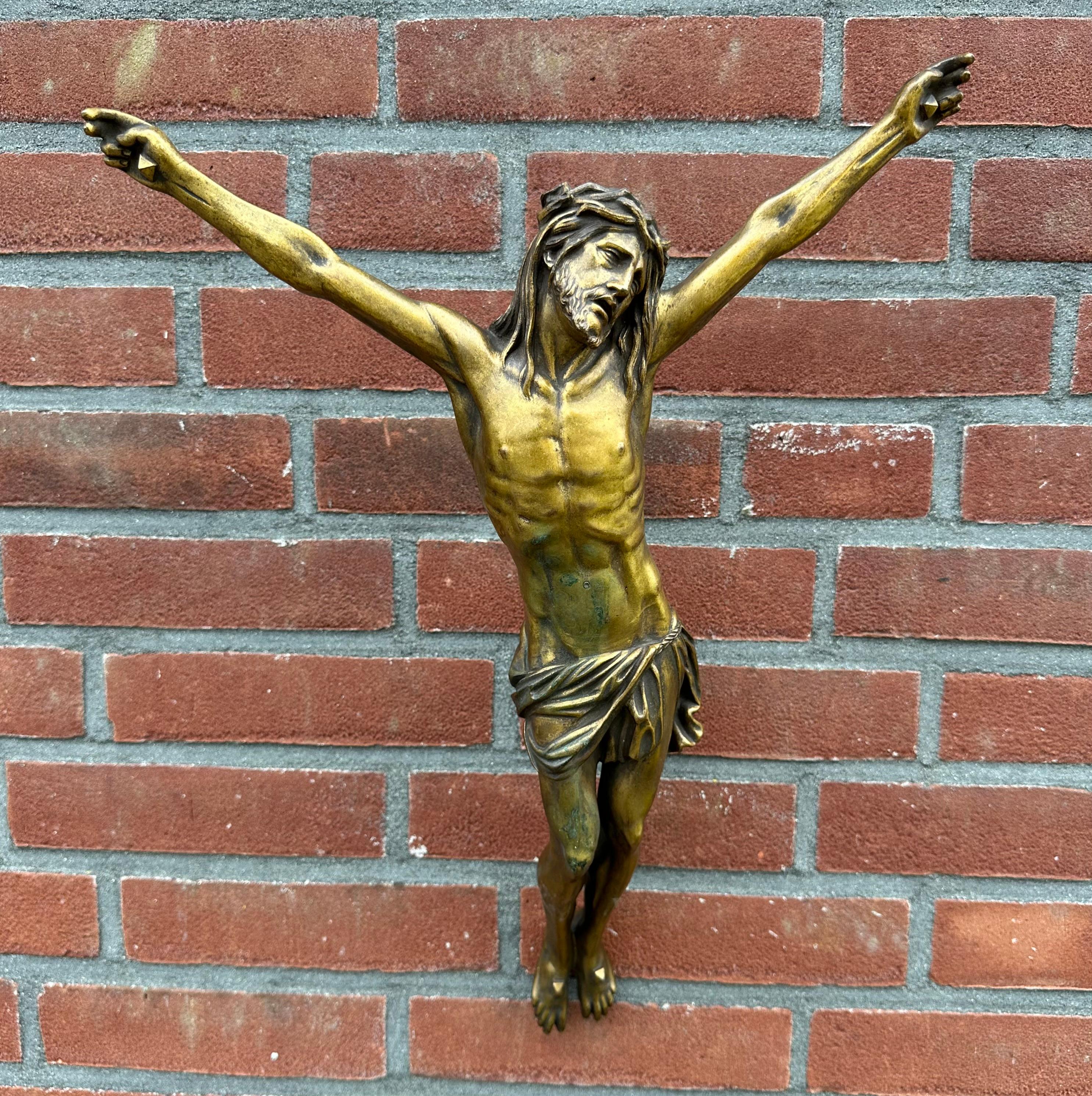Renaissance Revival Museum Quality Hand Crafted Bronze Corpus of Jesus Christ fr Wall Mounting 19thC For Sale