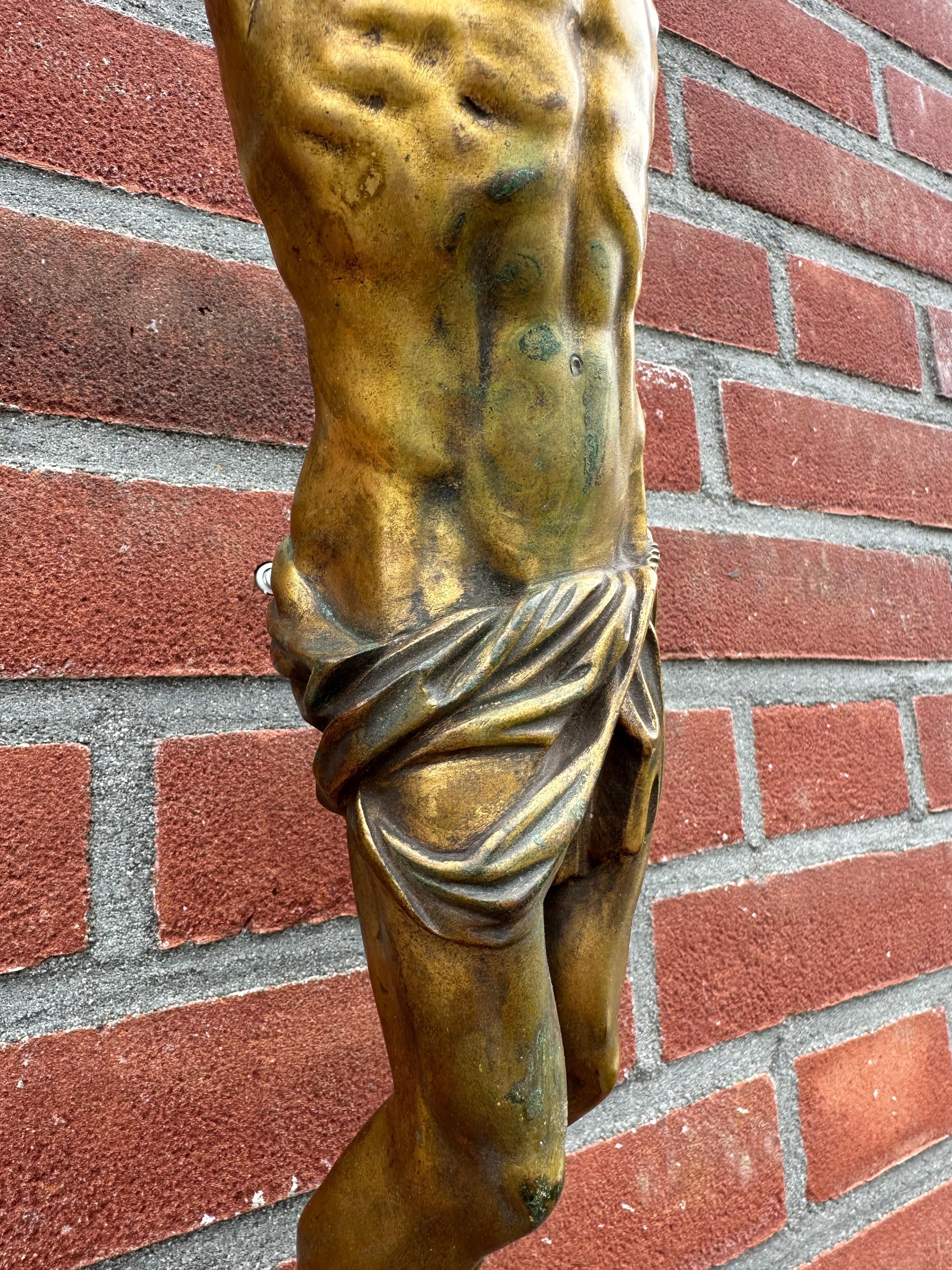 Museum Quality Hand Crafted Bronze Corpus of Jesus Christ fr Wall Mounting 19thC In Excellent Condition For Sale In Lisse, NL