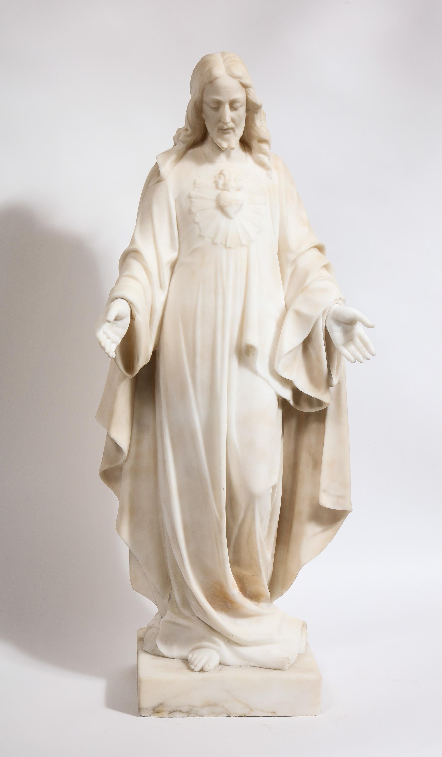 Baroque Museum Quality Italian Marble Sculpture of Holy Jesus Christ, 19th Century