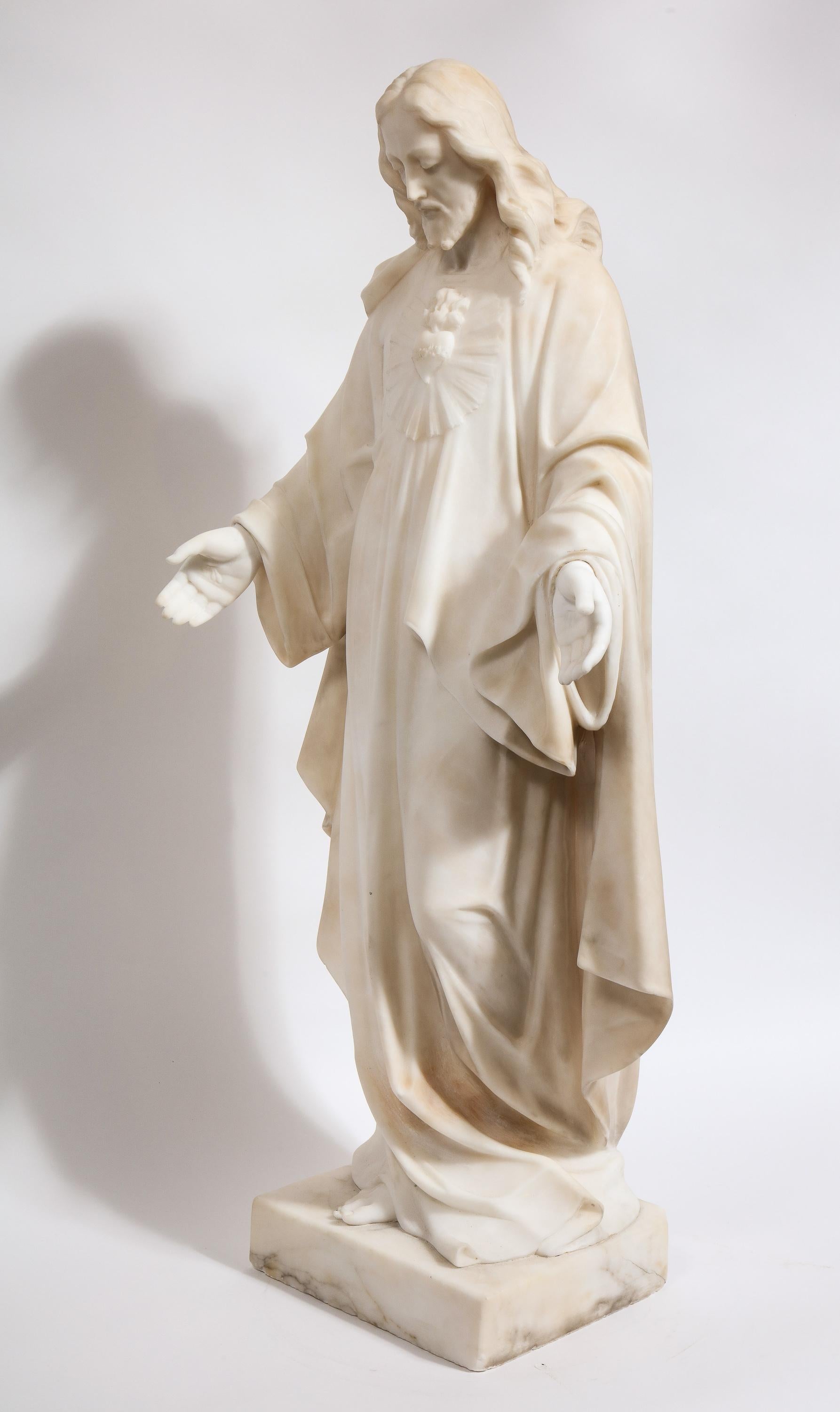 Museum Quality Italian Marble Sculpture of Holy Jesus Christ, 19th Century In Good Condition In New York, NY