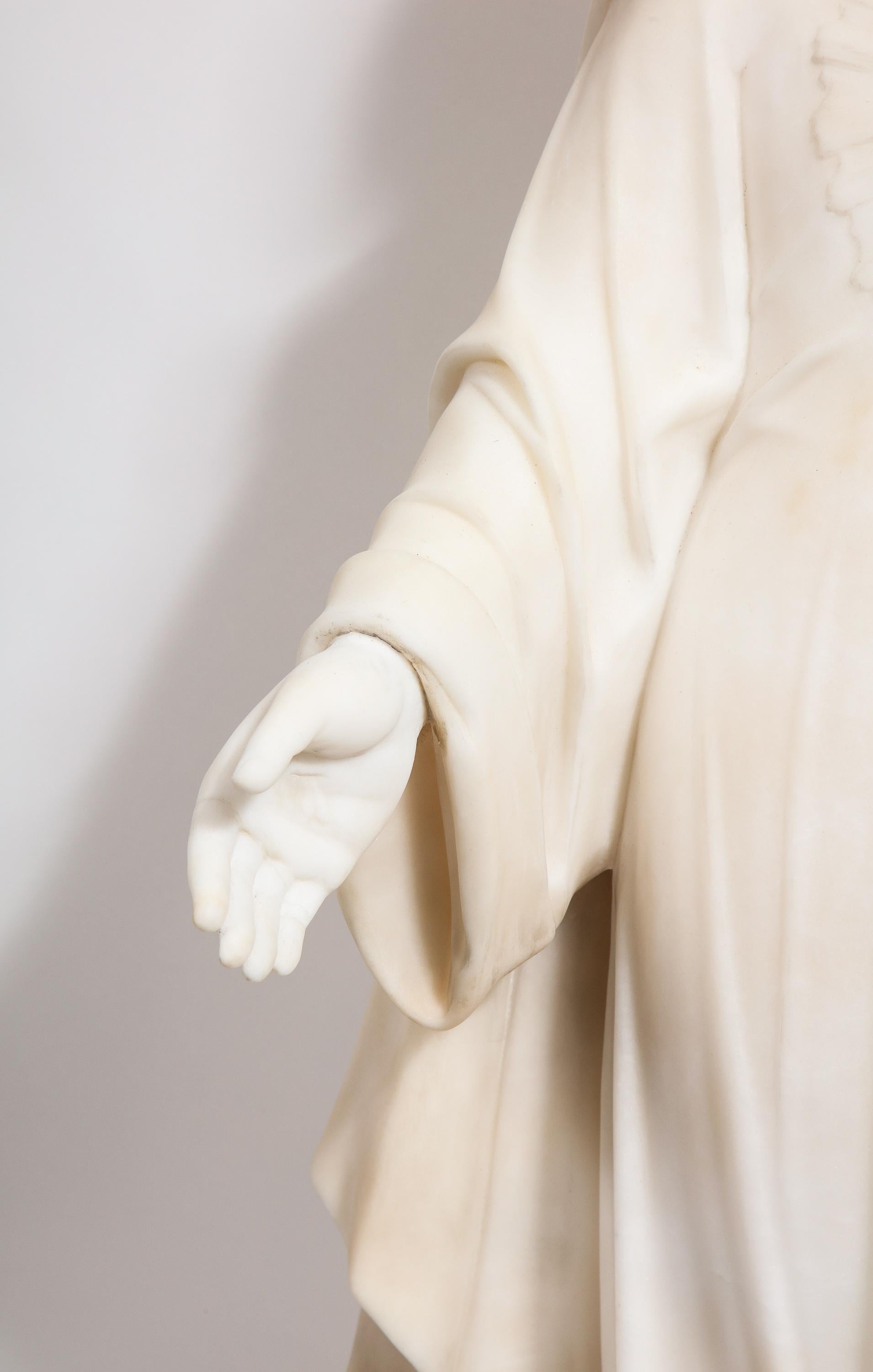 Museum Quality Italian Marble Sculpture of Holy Jesus Christ, 19th Century 2