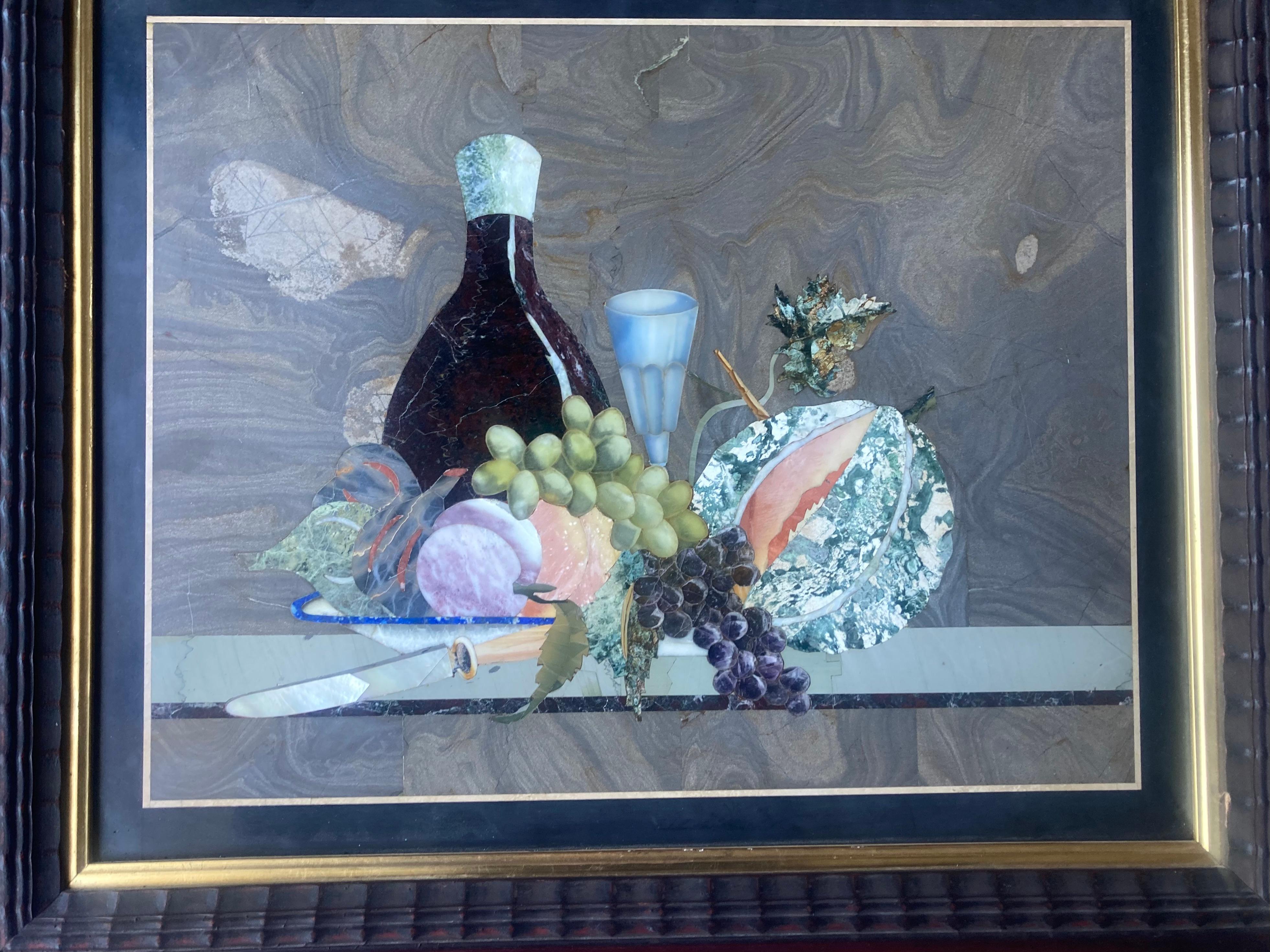 Pietra Dura Italiana, Semipreciosas, Bodegón de Piedras Pintura siglo XX en venta