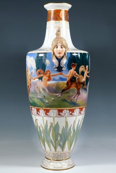 Museum Quality Large Art Nouveau Meissen Vase, Centaur Dance, by Theodor Grust